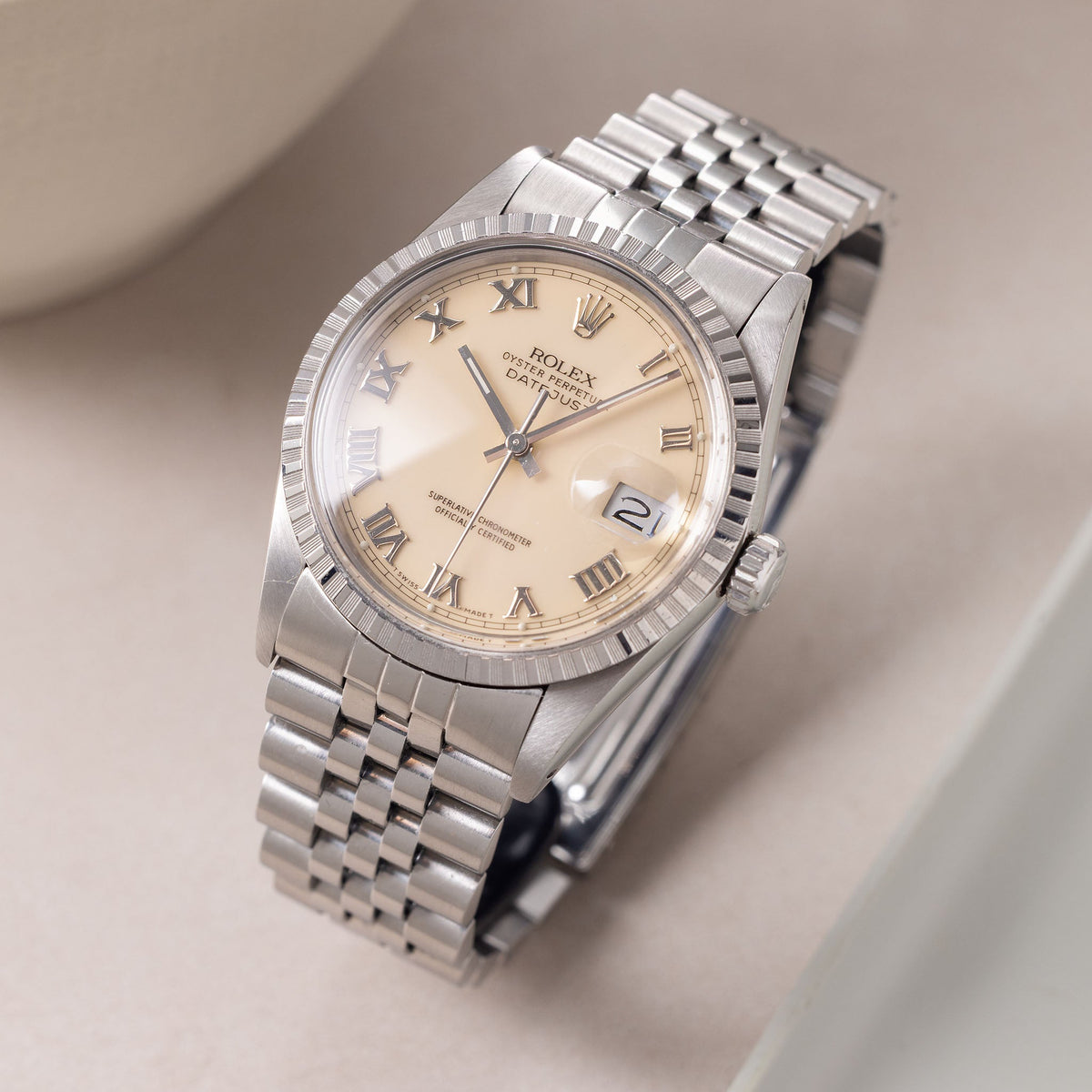 Rolex Datejust Cream dial With Applied  Roman numerals box and paper set ref 16030