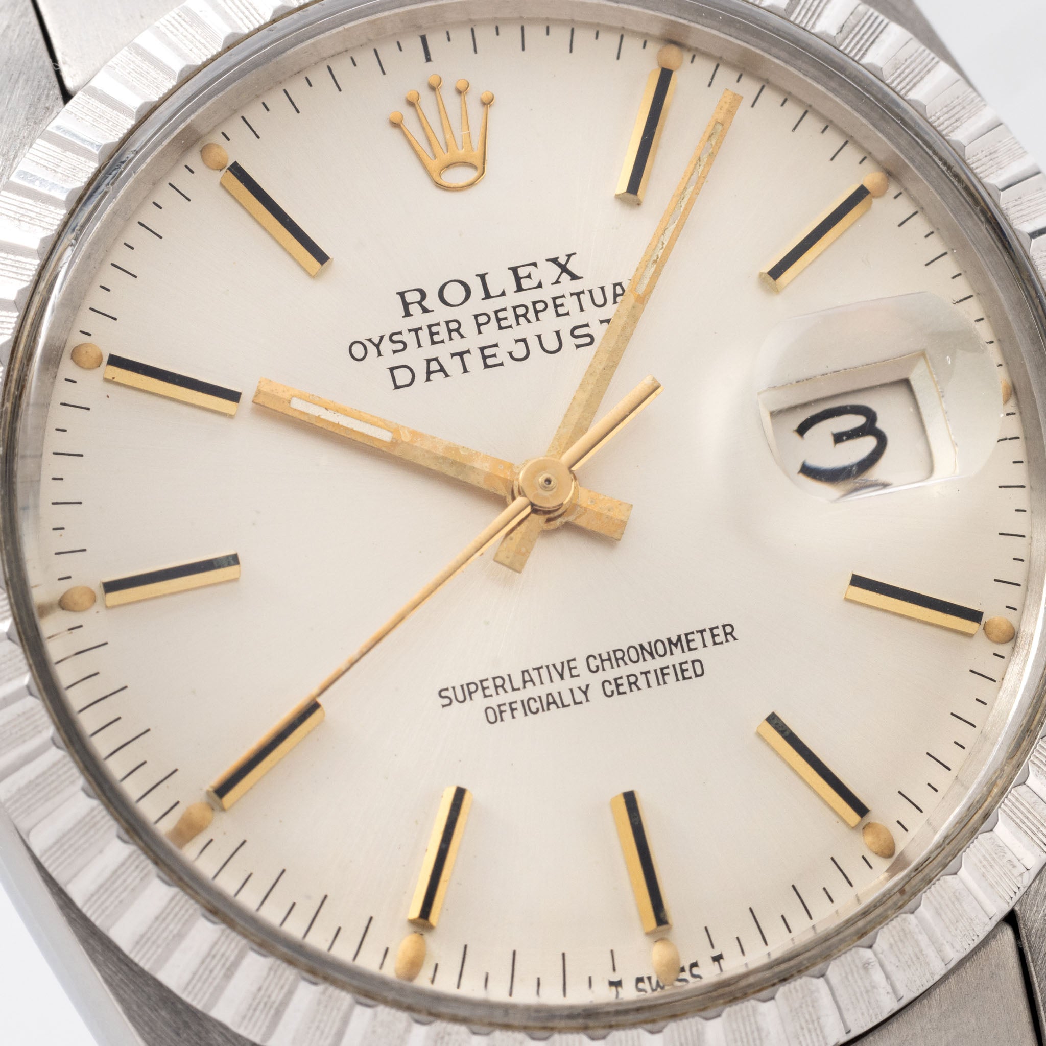 Rolex Datejust Silver dial with yellow gold markers ref 16030