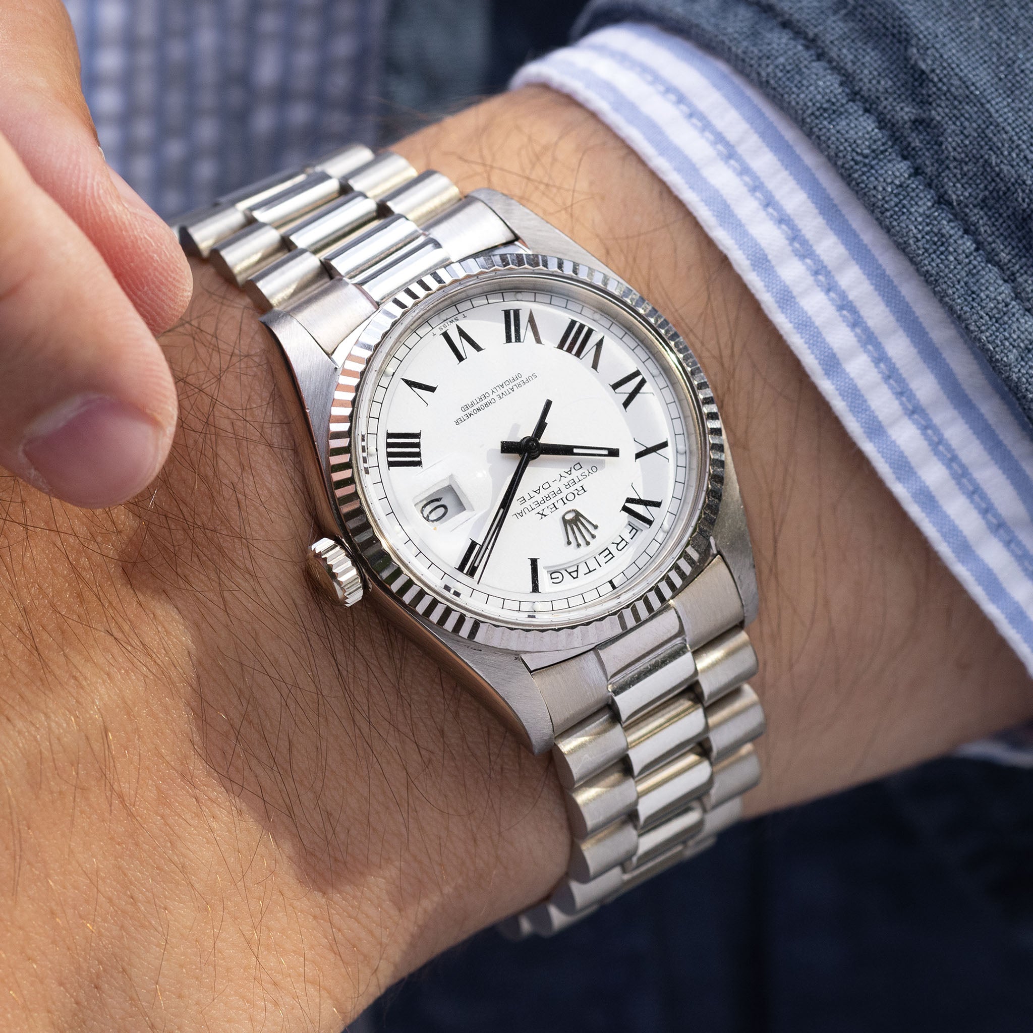 Rolex Day Date White Gold Buckley Dial ref 1803