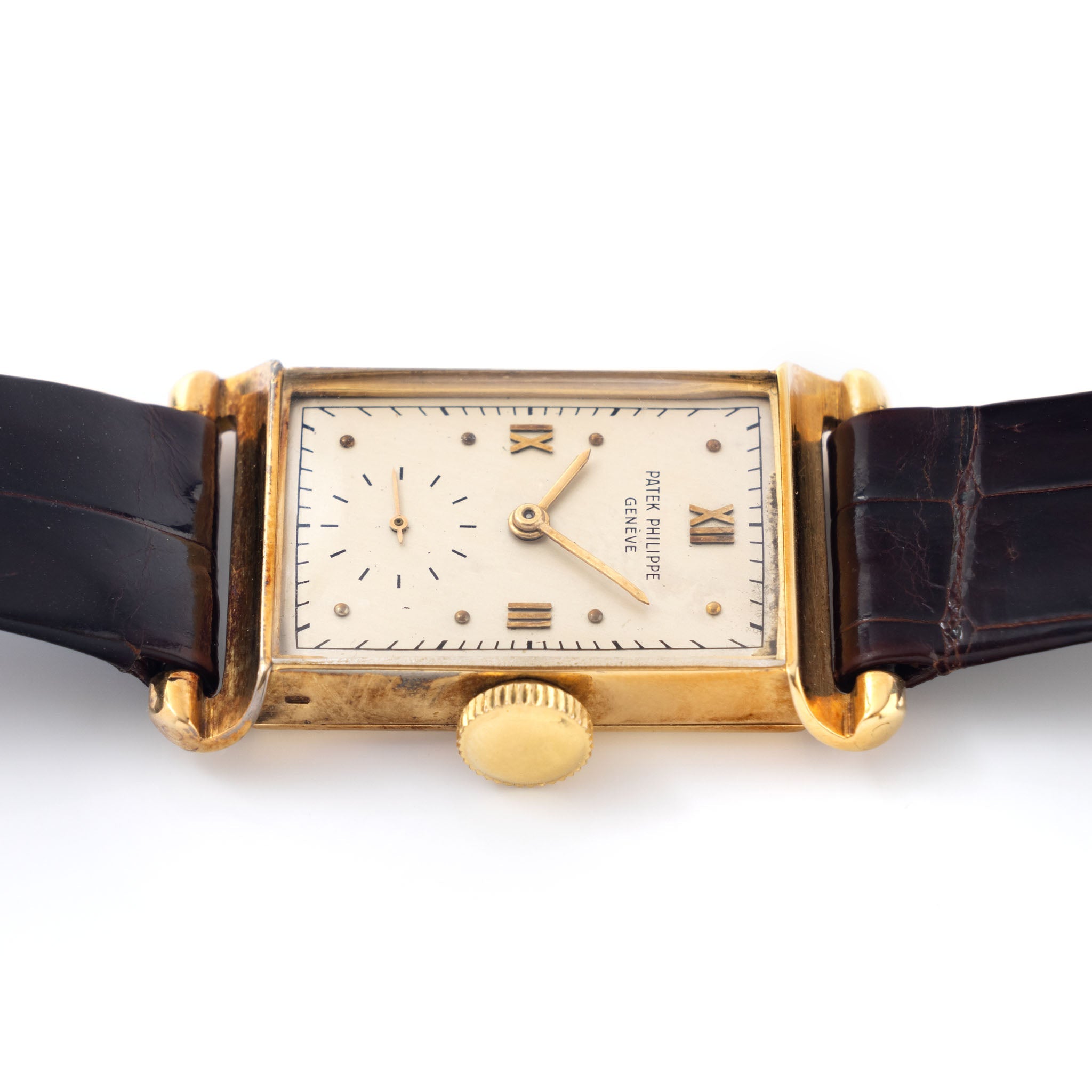 Patek Philippe rectangular 18 k yellow gold dress watch ref 1580