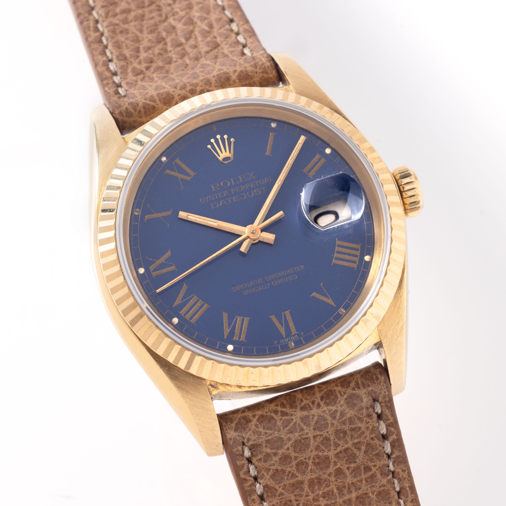 Rolex Datejust 16018 with Blue Buckley dial and original papers