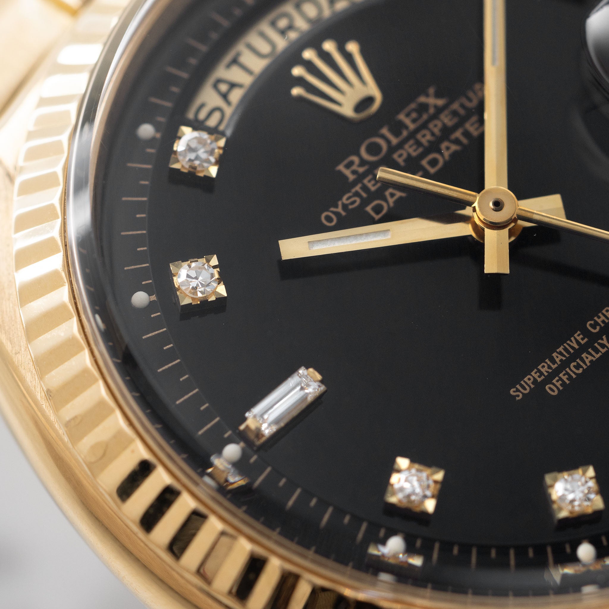 Rolex Day-Date Yellow Gold Black Diamond Hours Dial ref 1803
