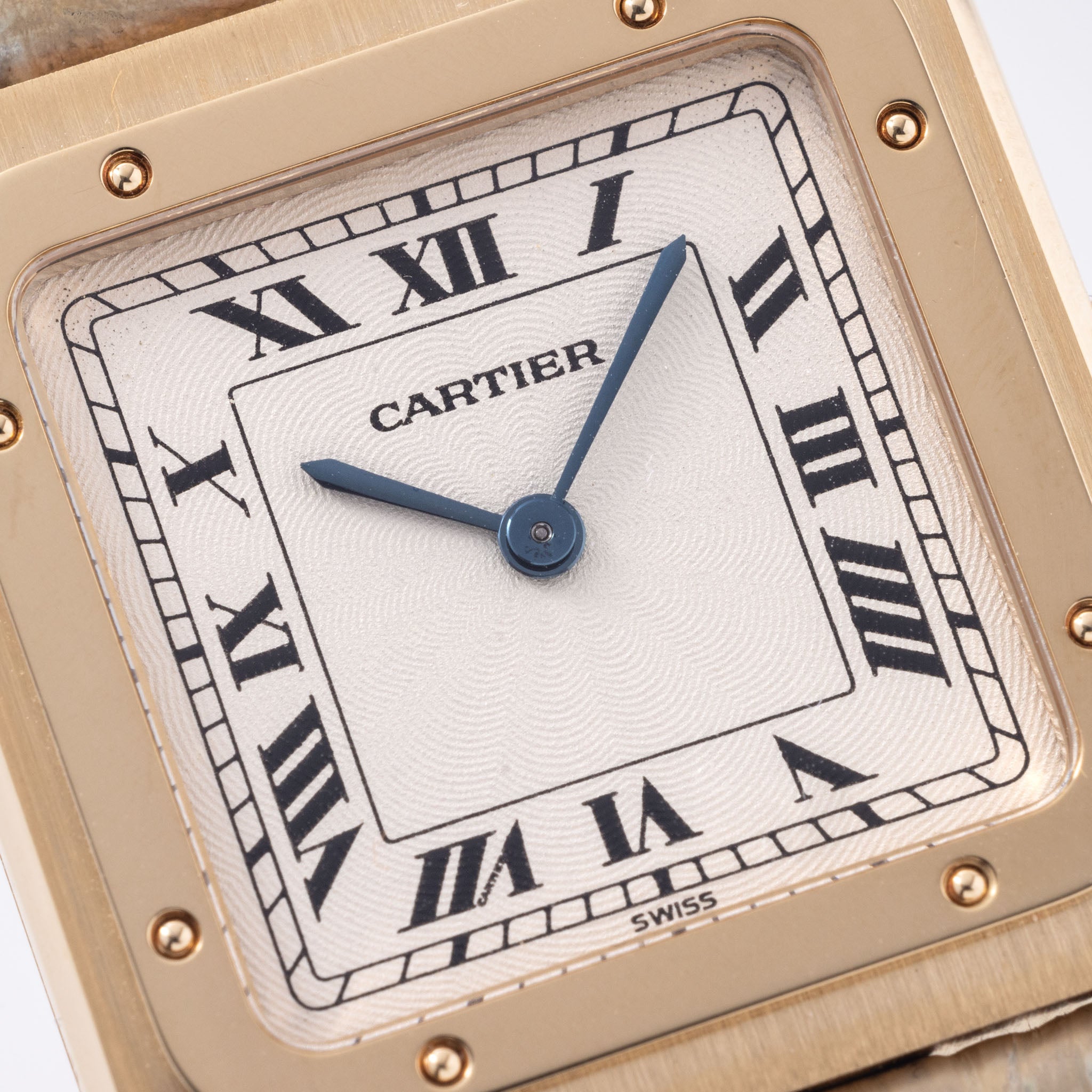 Cartier Santos Dumont ultra thin  Guilloché dial  with box and warrantee paper ref 8210