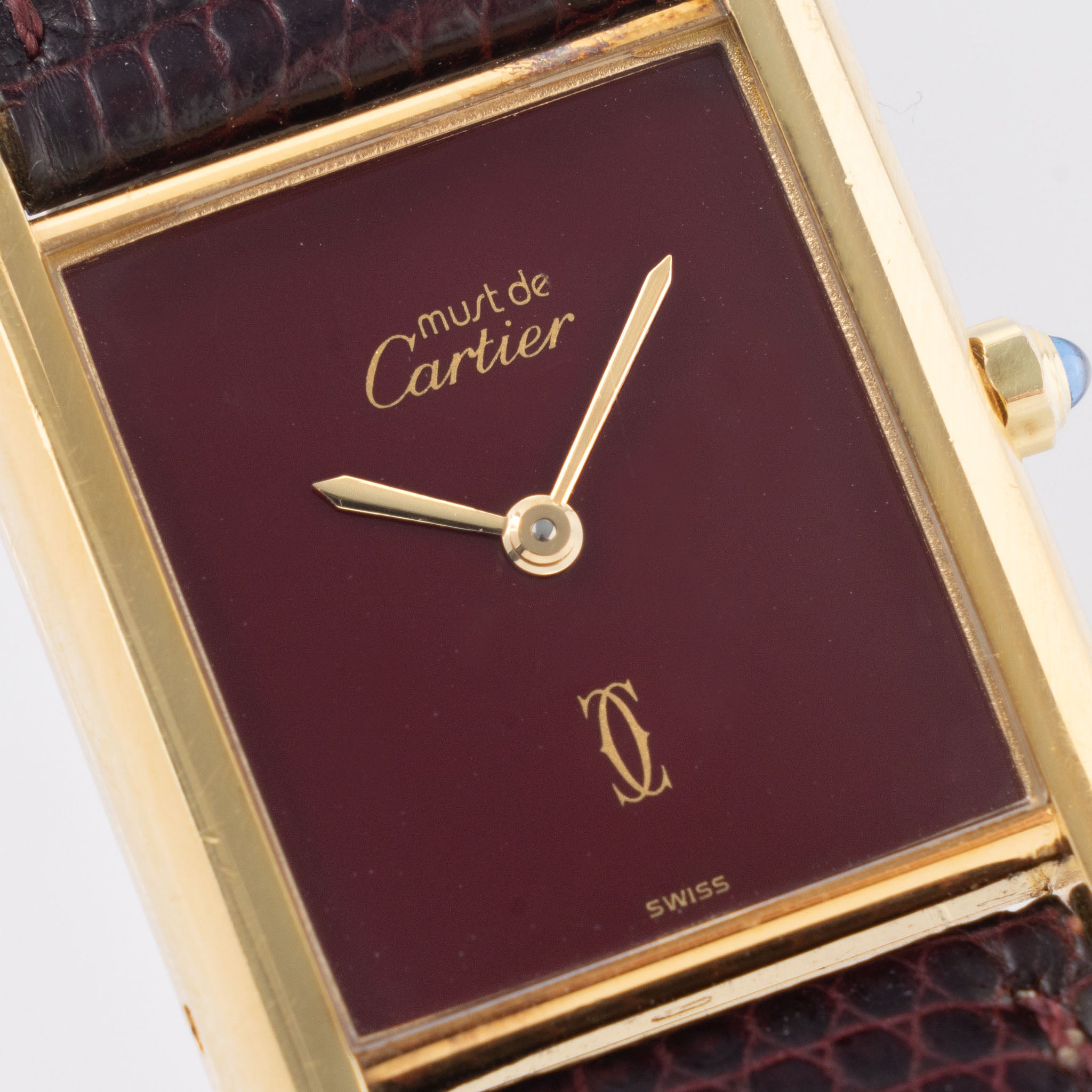 Cartier Tank Must de Cartier 6-81006 Burgundy Dial Box and Papers