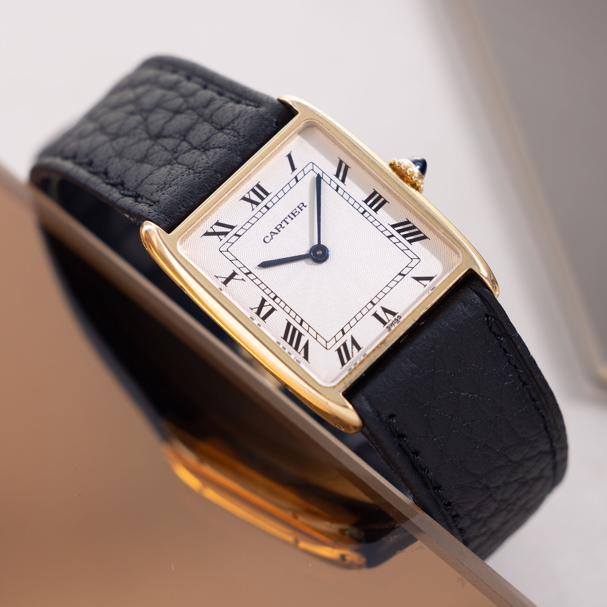 Cartier Tank Arrondie guiloché dial Mecanique Extra-Plate ref 896041