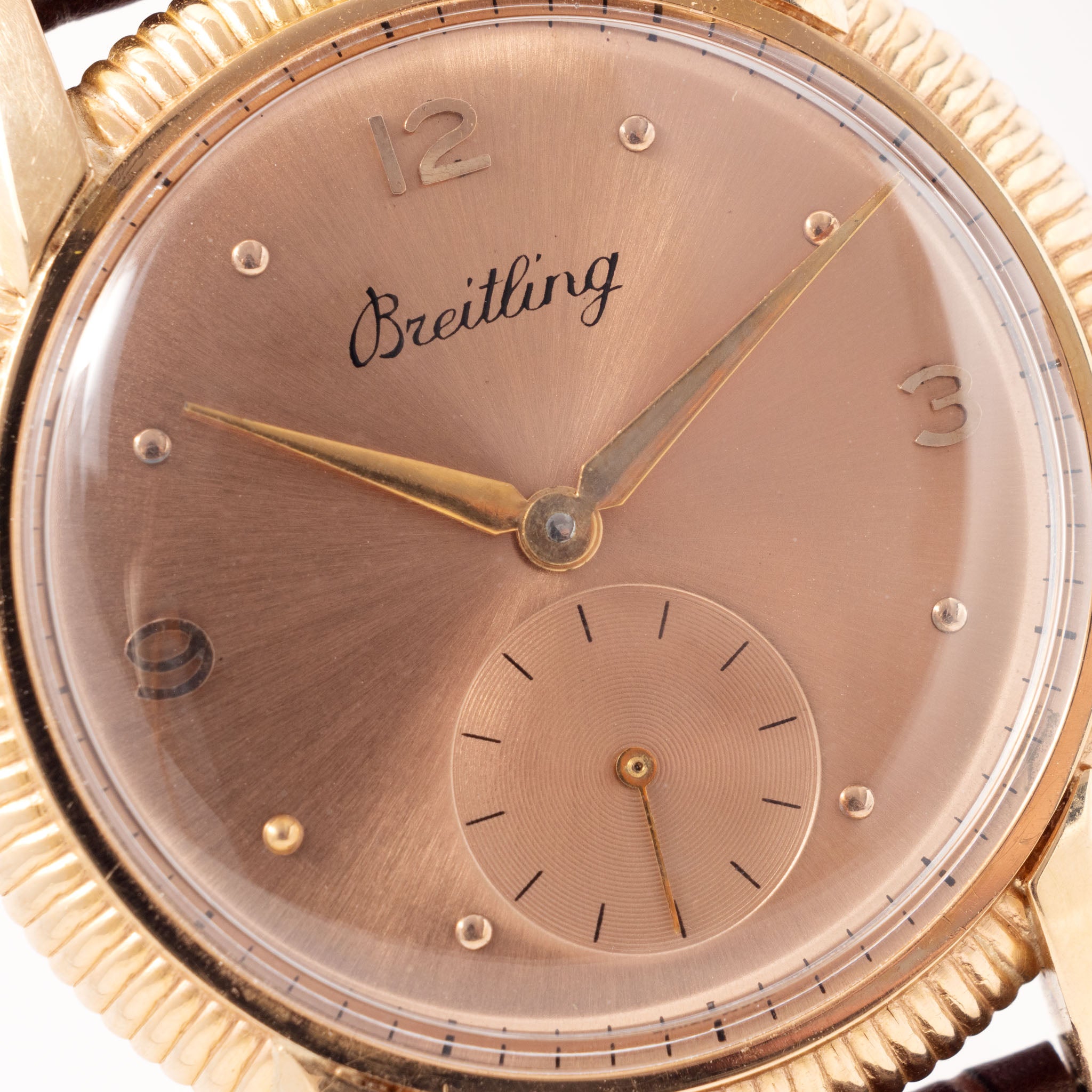 Breitling Rose Gold Dress Watch Salmon Dial Ref 177
