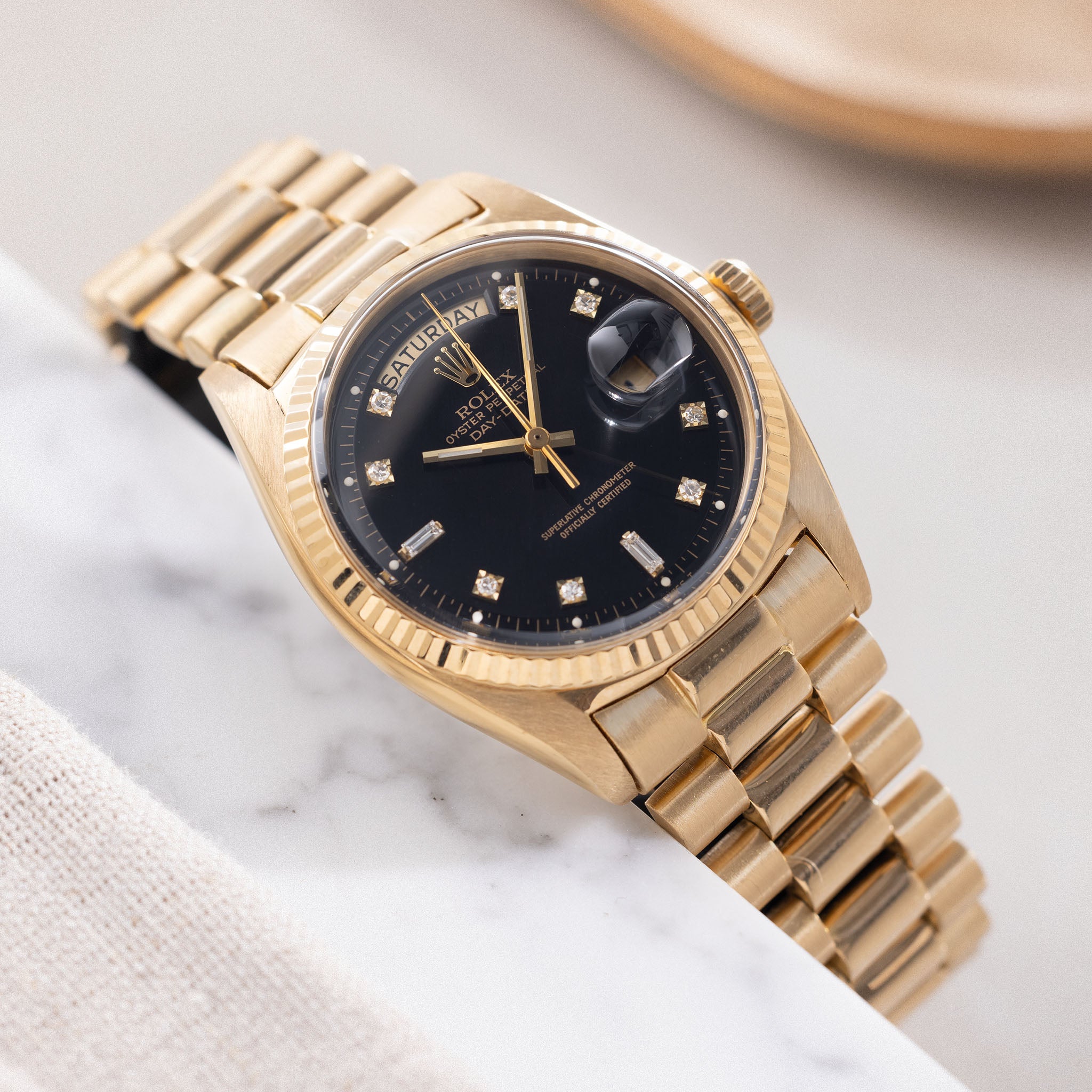 Rolex Day-Date Yellow Gold Black Diamond Hours Dial ref 1803Rolex Day-Date Yellow Gold Black Diamond Hours Dial ref 1803
