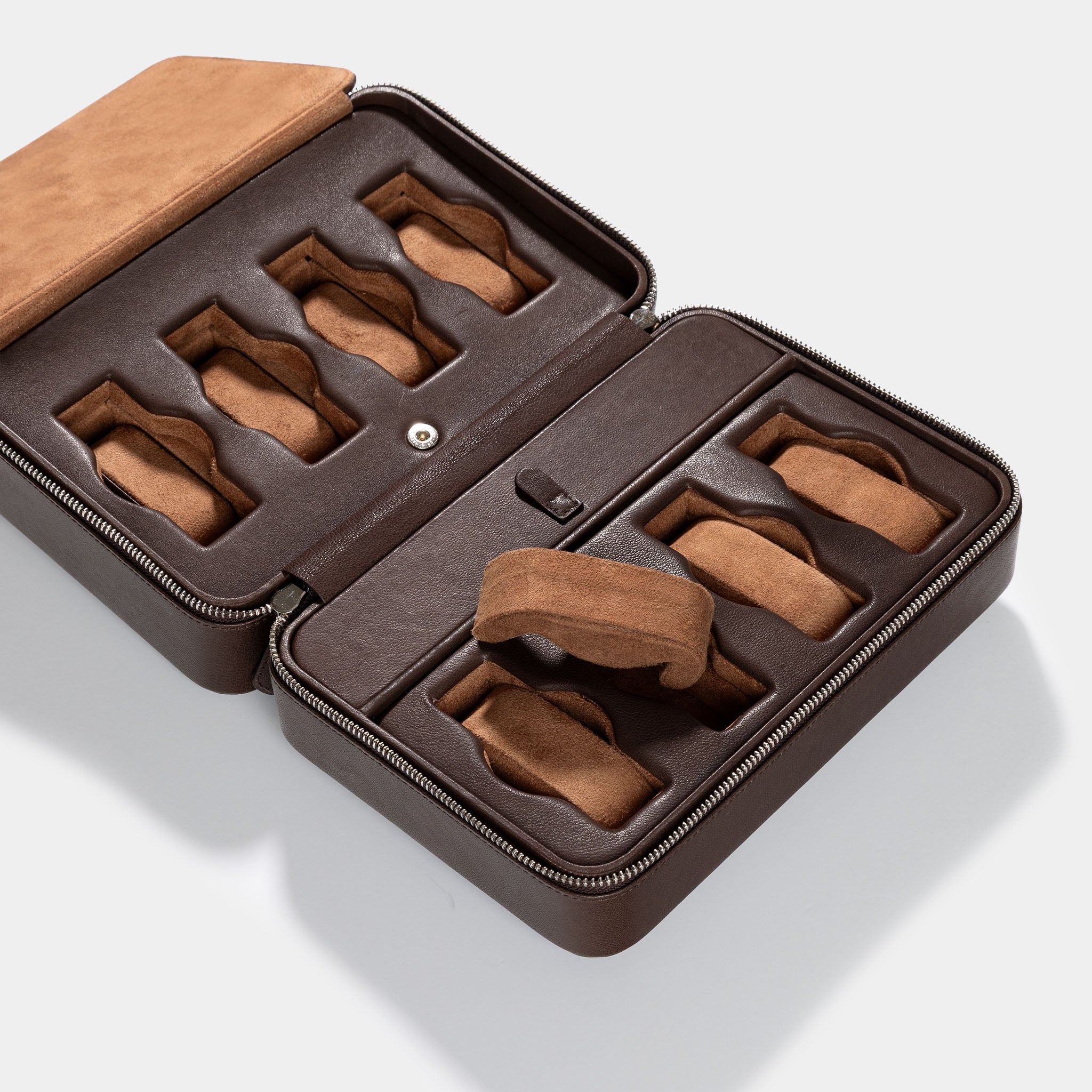 Brown Luxury Leather Watch Box by JPM