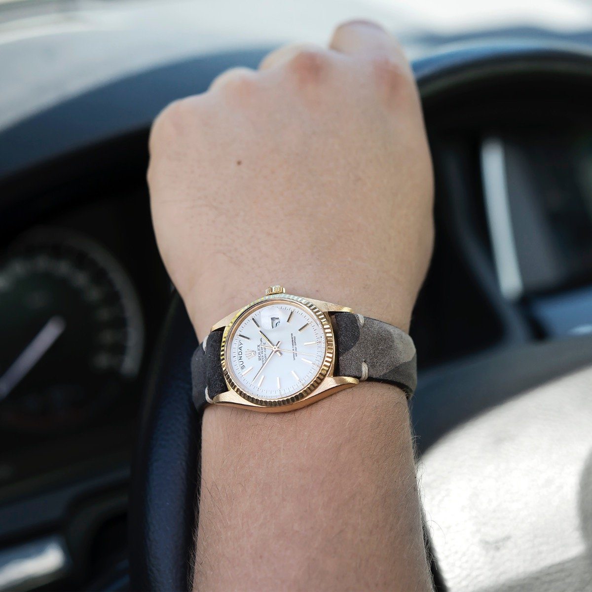 Dark Camo Grey Silky Suede Watch Strap