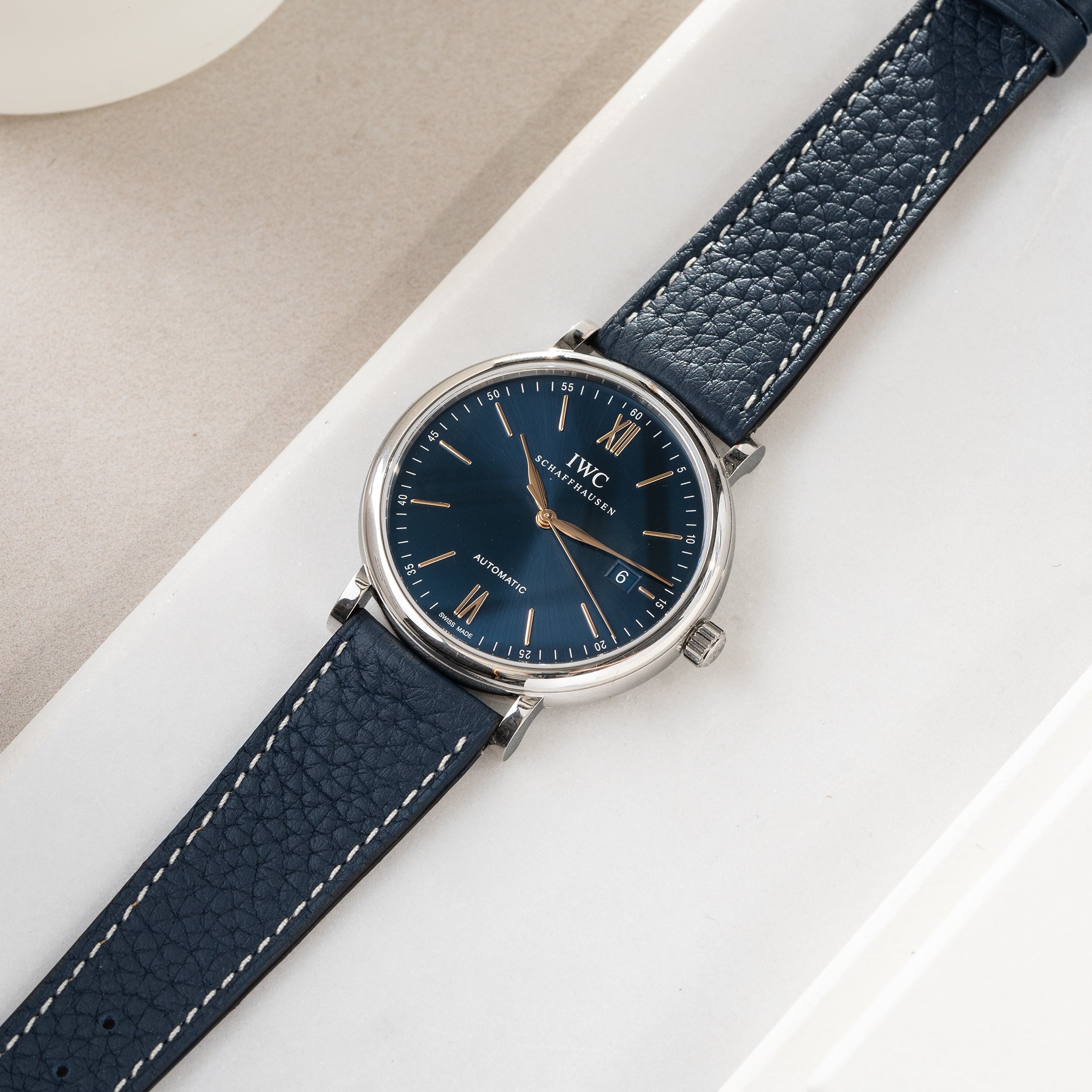 Strap for IWC Portofino - Taurillon Nocturne Blue Leather