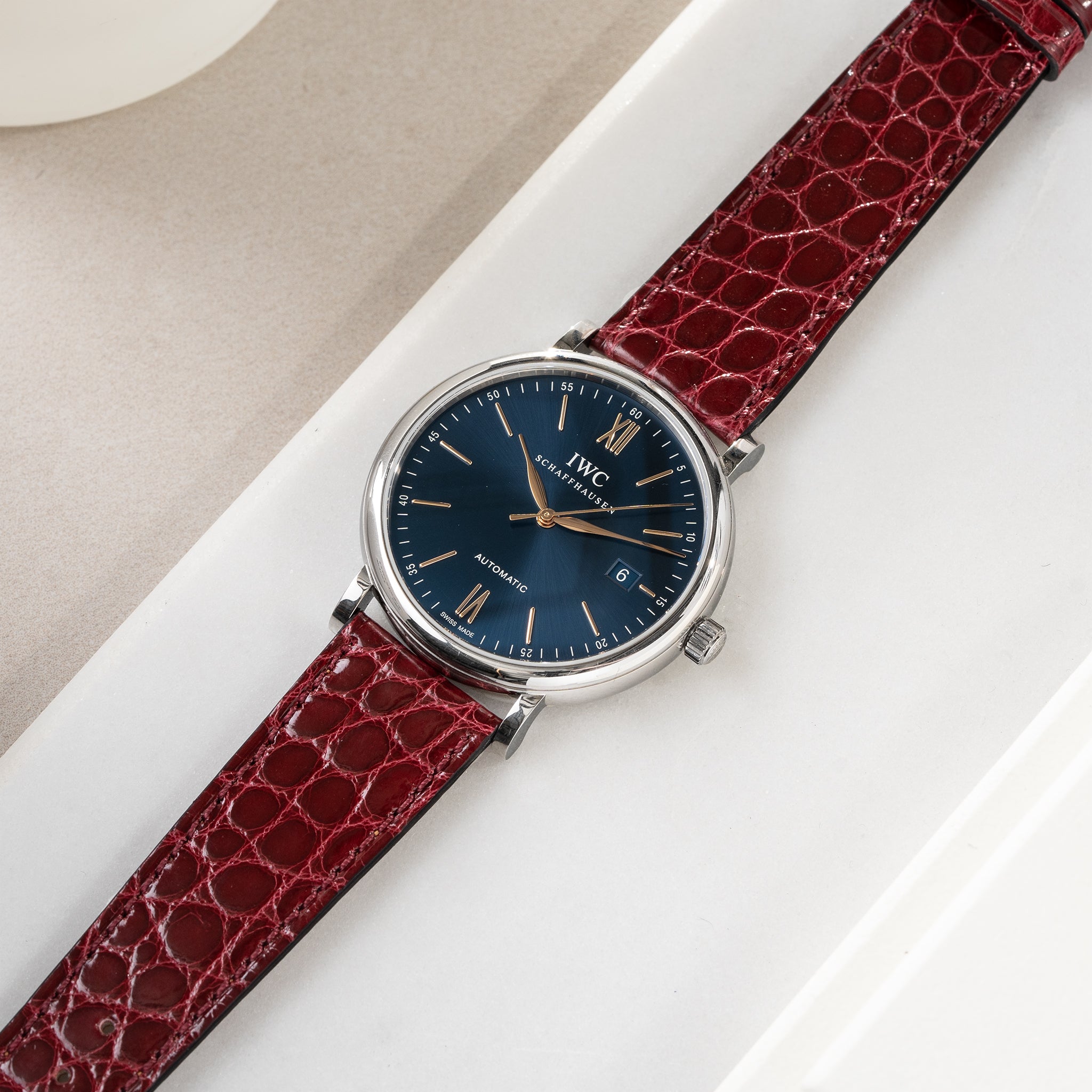 Strap for IWC Portofino - Brilliant Bordeaux Alligator
