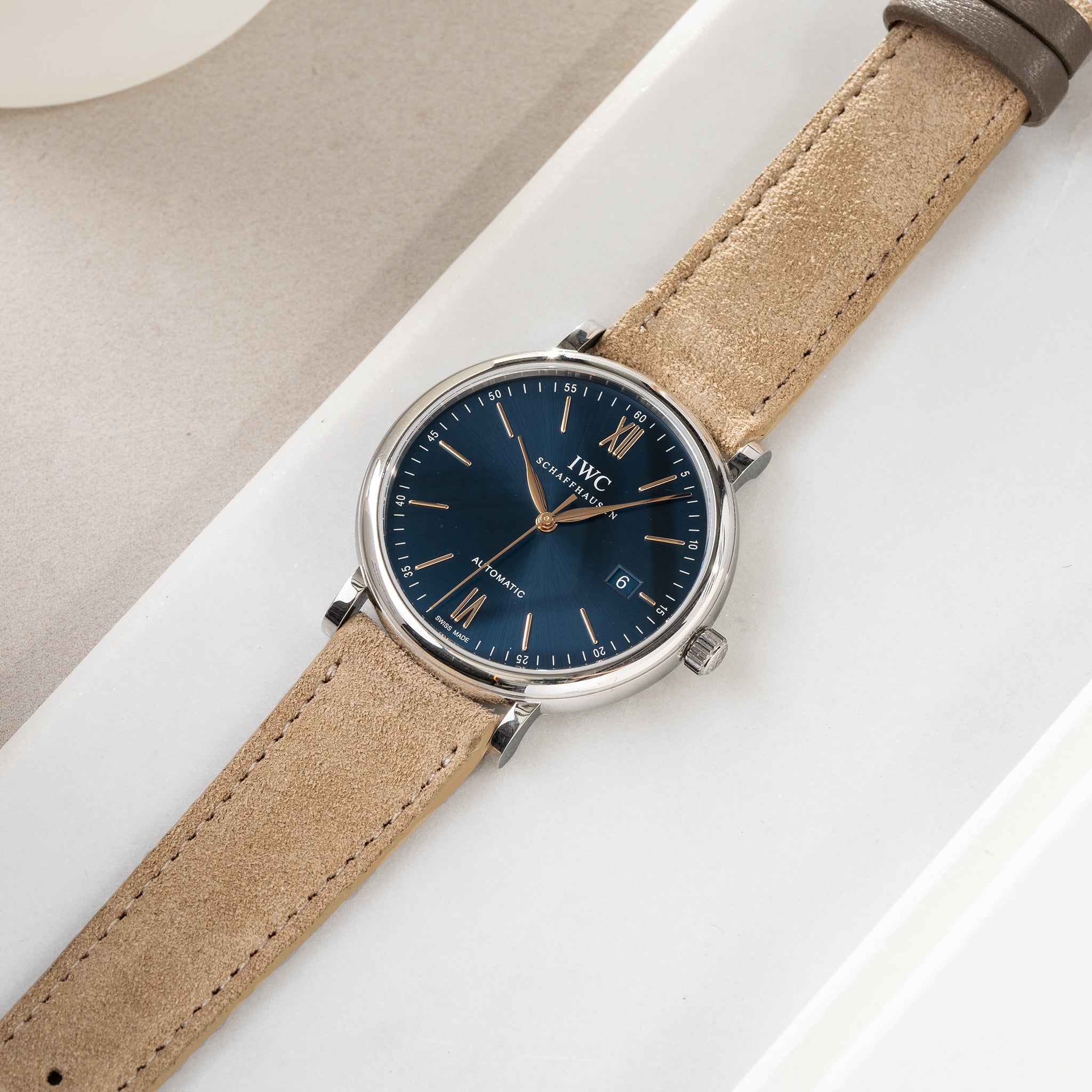 Strap for IWC Portofino - Refined Light Brown Suede