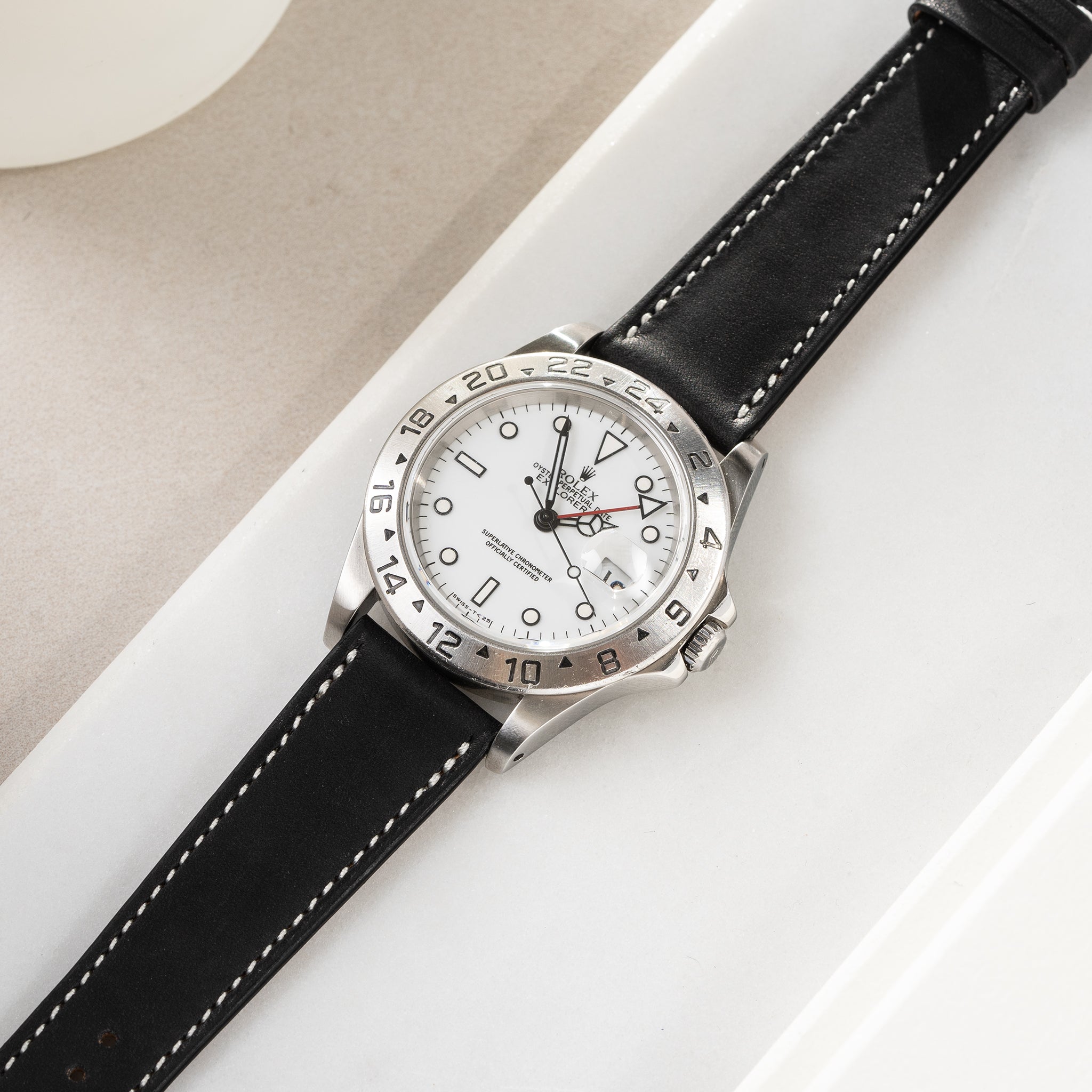 Strap for Rolex Explorer 2 - Chevalin Black Leather (20mm)
