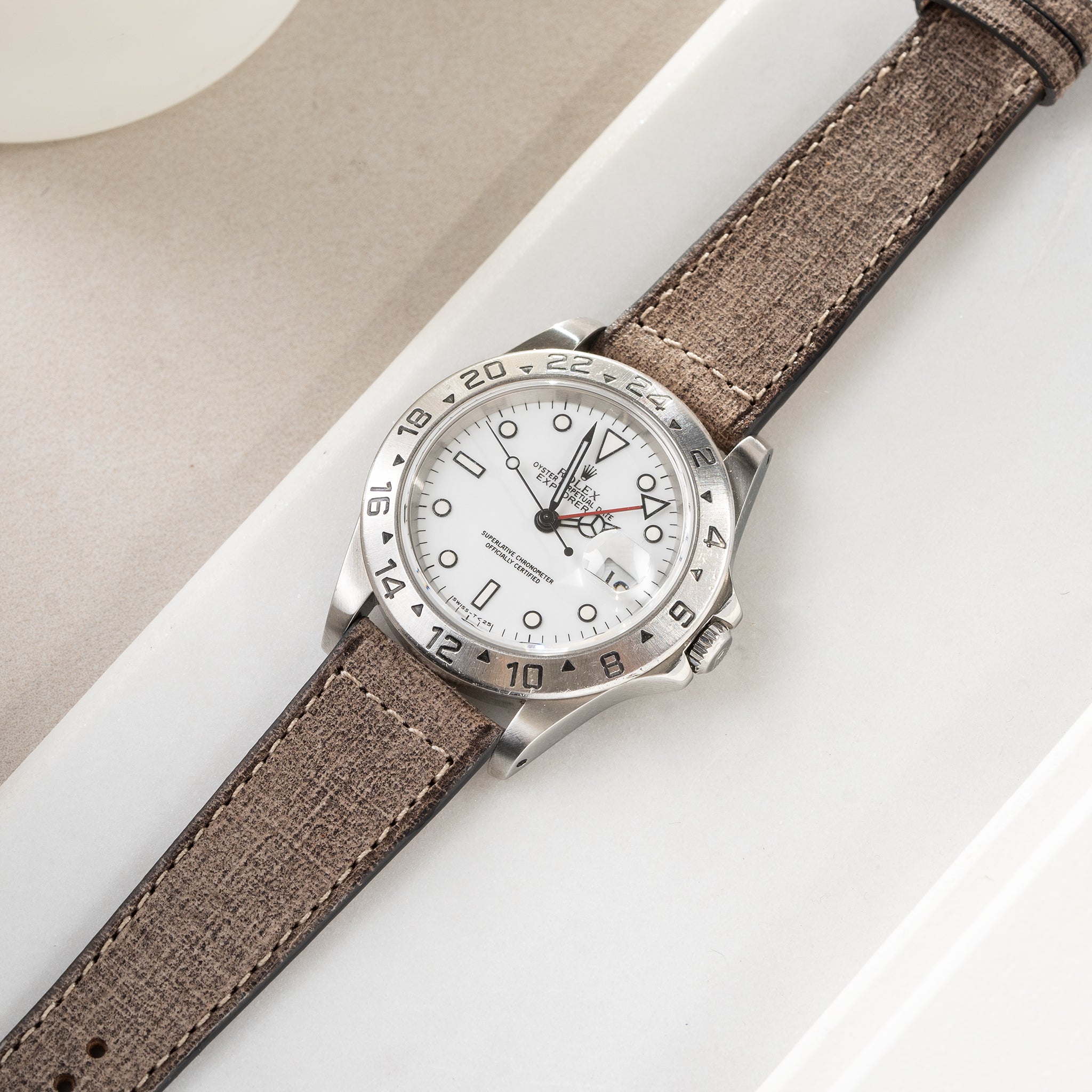 Strap for Rolex Explorer 2 - Linen Leather Elegant Grey (20mm)