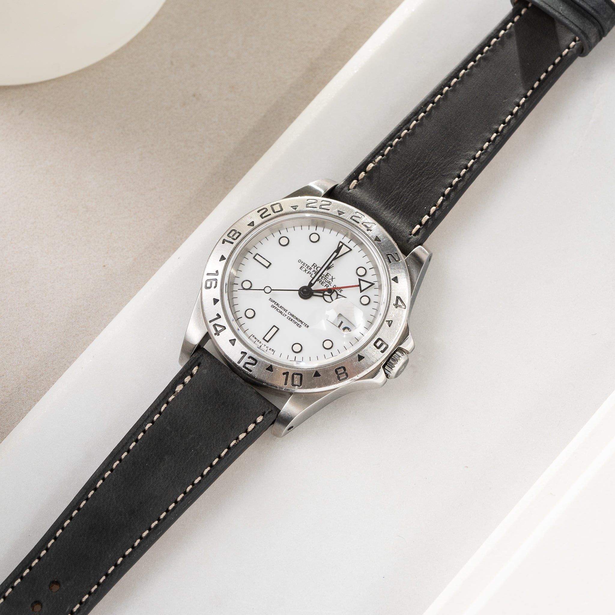 Strap for Rolex Explorer 2 - Dark Ash Grey Leather (20mm)