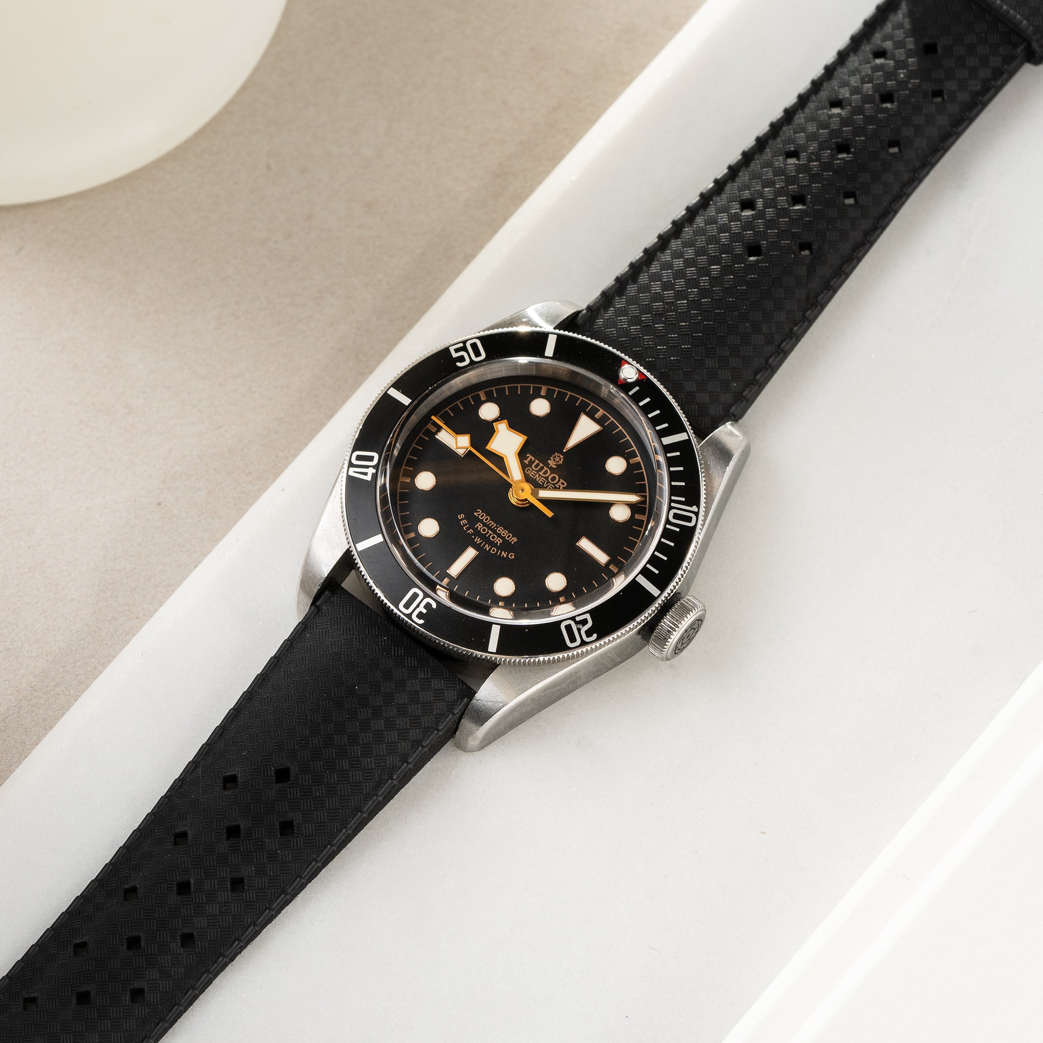 Strap for Tudor Black Bay 41mm - Nautic Basket Weave Black Rubber