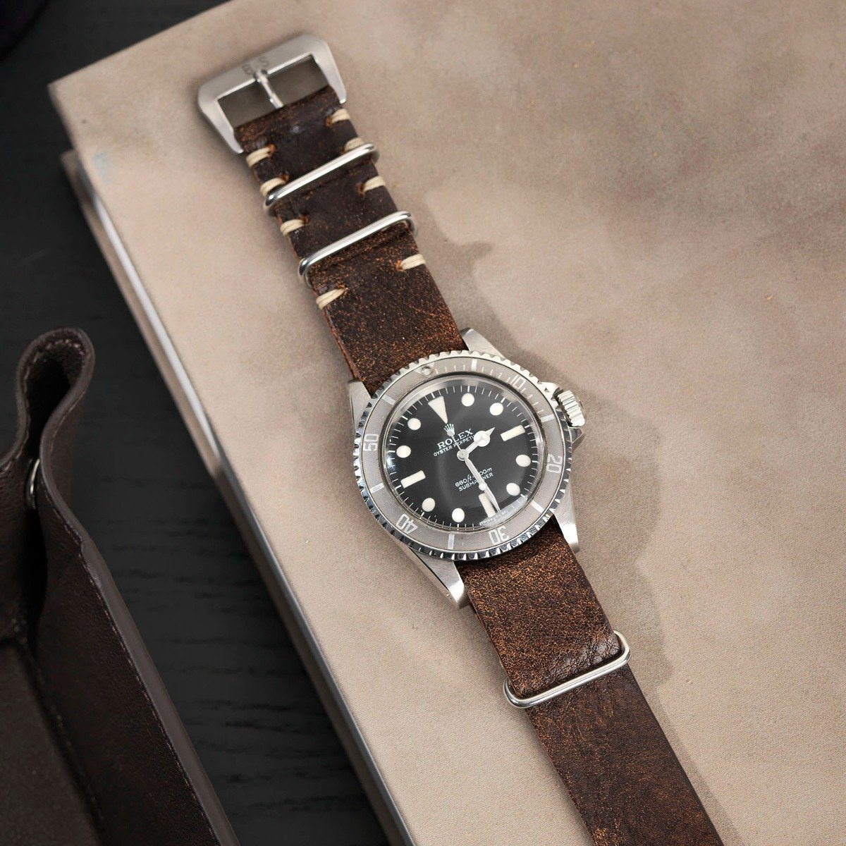 Woodie Brown Single Pass Leather Watch Strap