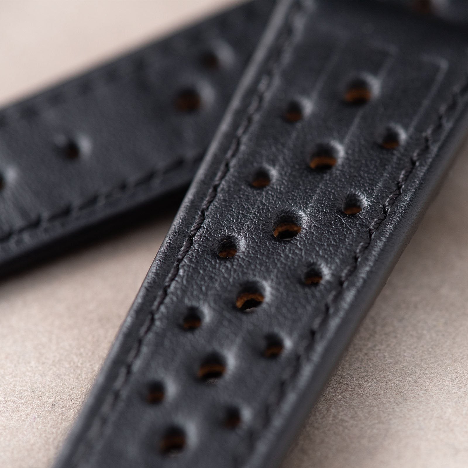 Racing Black Speedy Leather Watch Strap