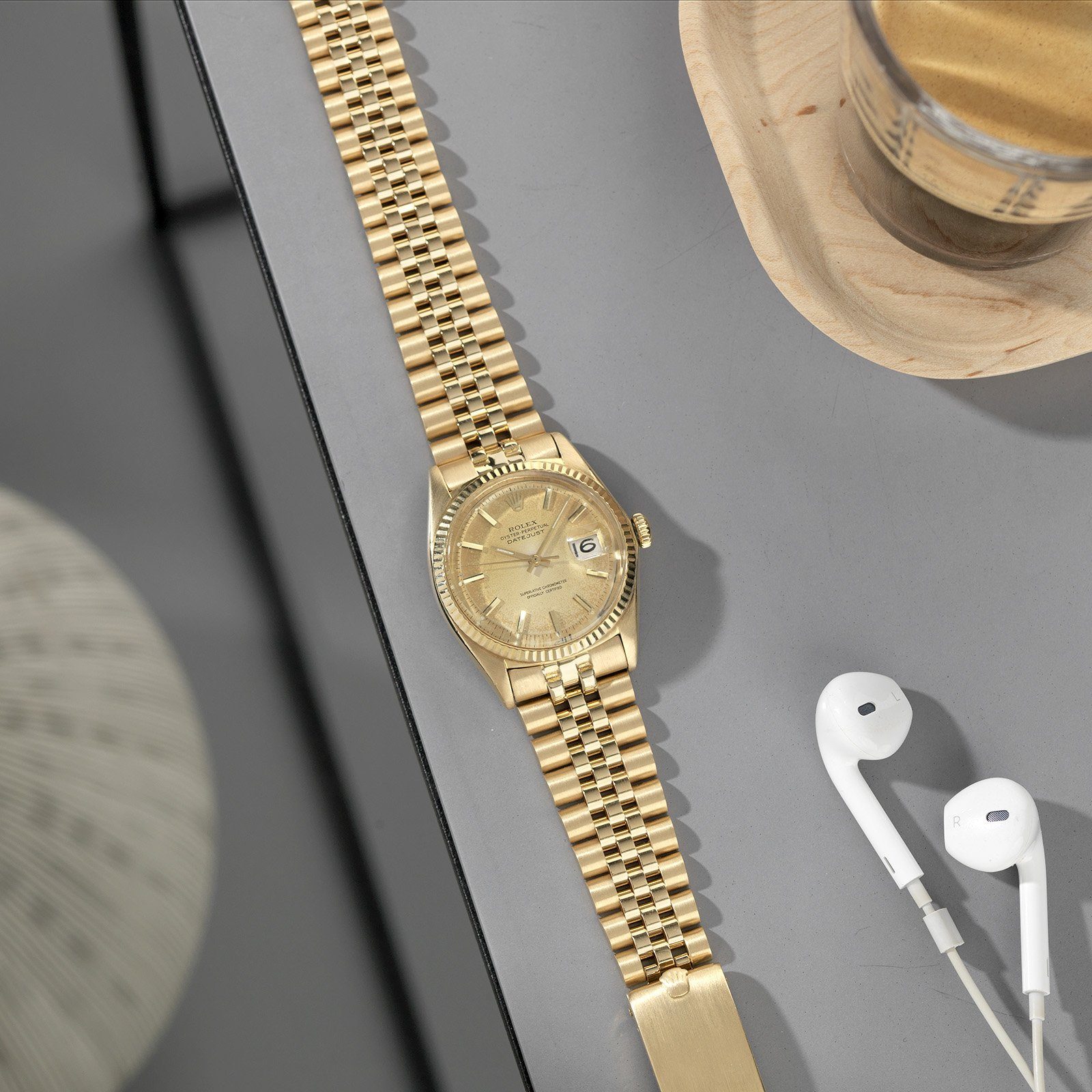 Rolex Datejust Champagne Bubbles Patina Dial Ref. 1601 Yellow Gold