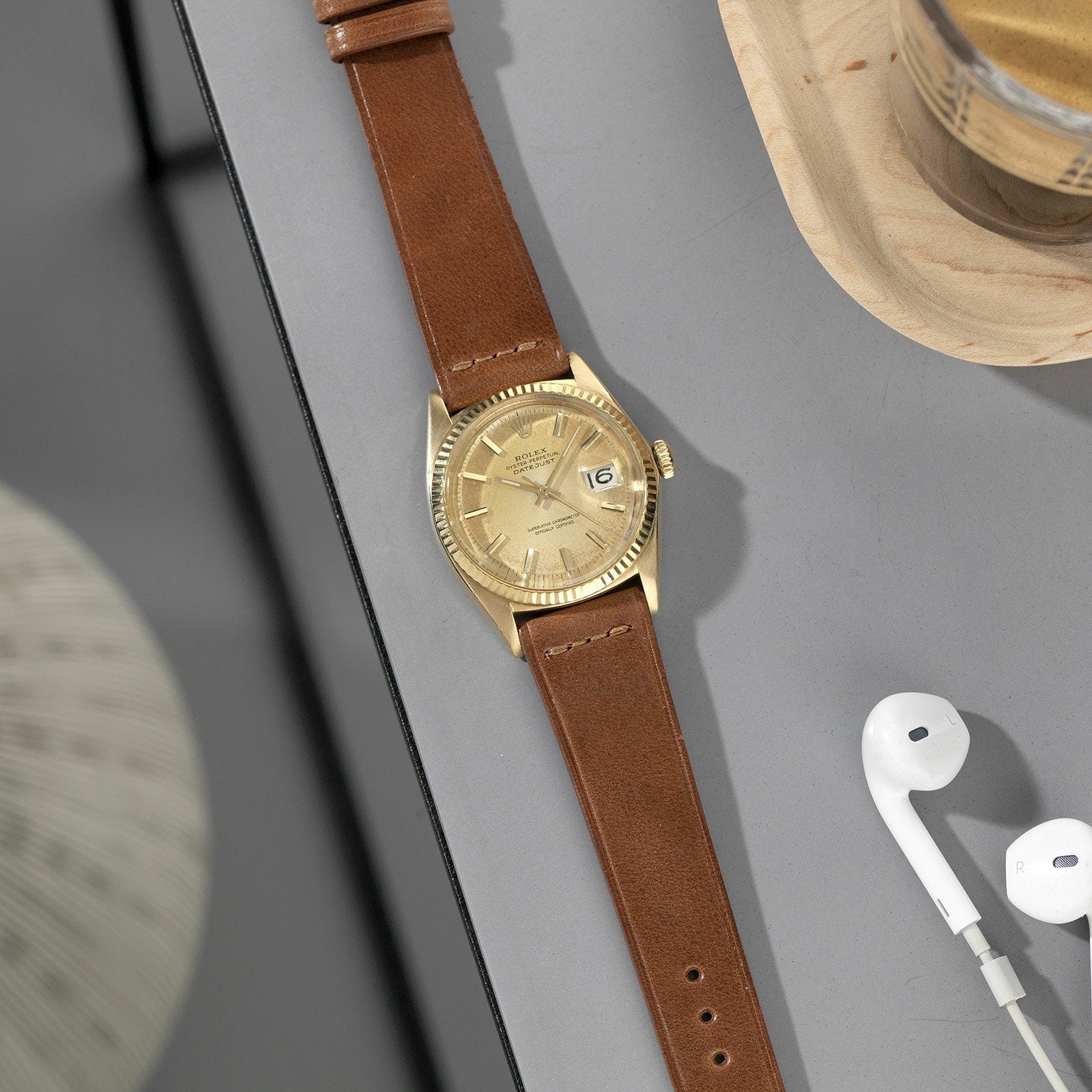 Rolex Datejust Champagne Bubbles Patina Dial Ref. 1601 Yellow Gold