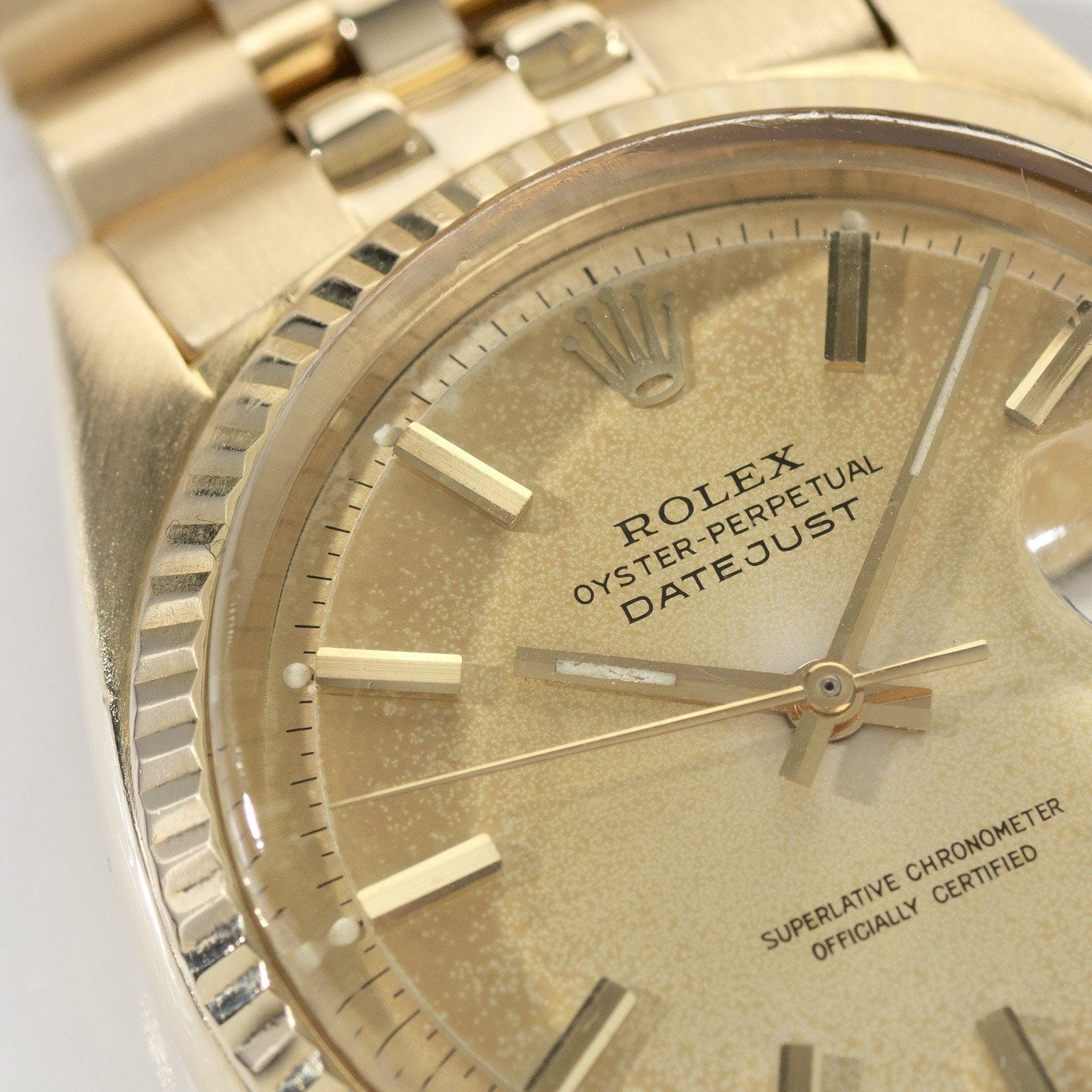 Rolex Datejust Champagne Bubbles Patina Dial Ref. 1601 Yellow Gold