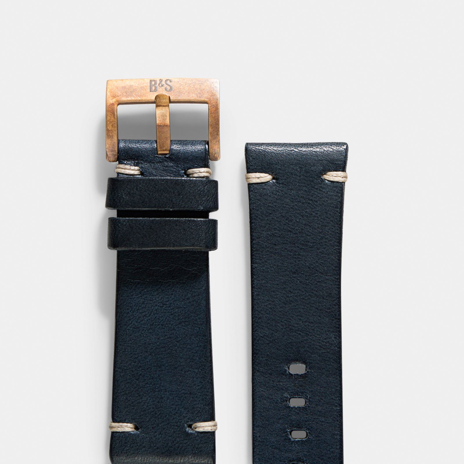 Bronze Perfect Match Blue Leather Watch Strap