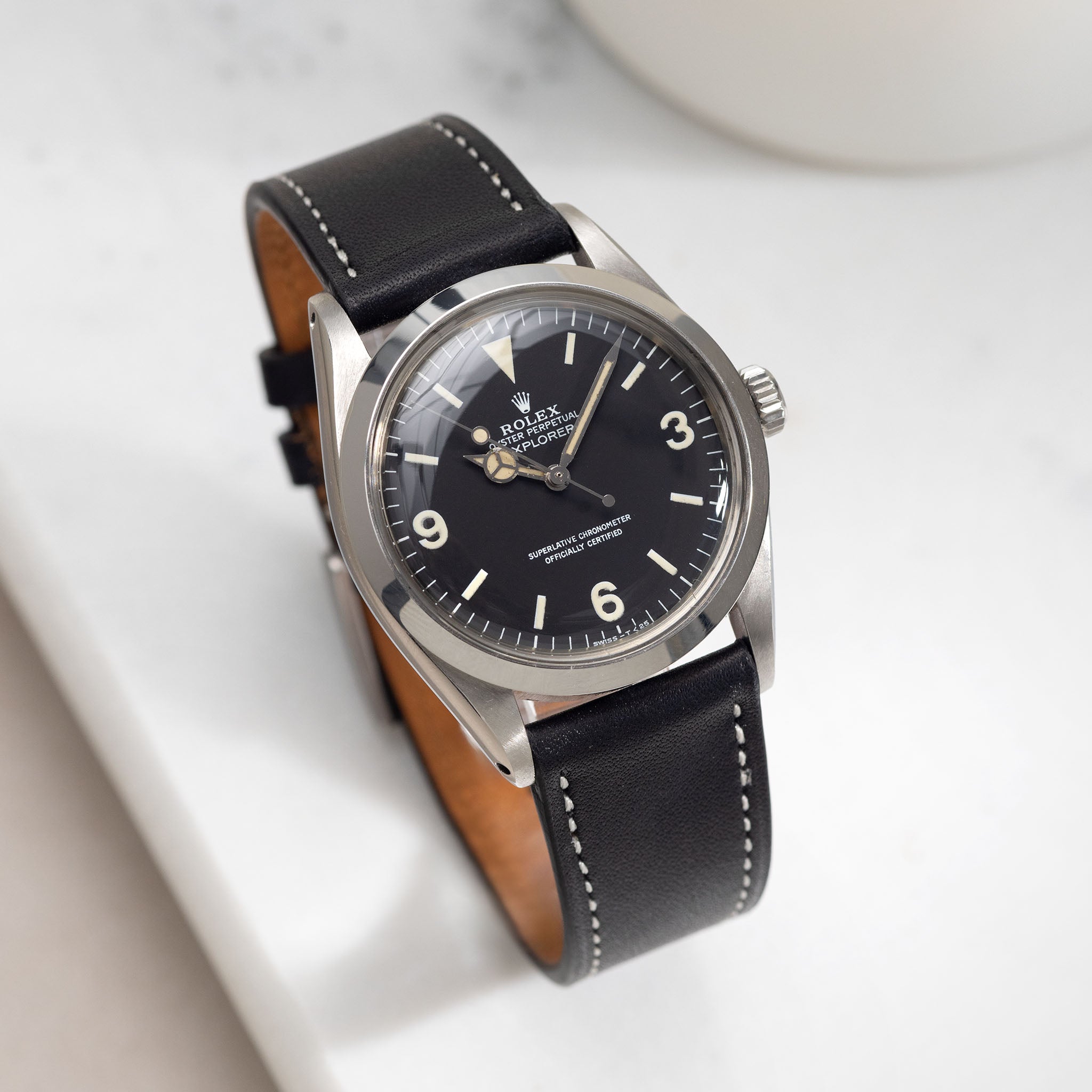 Black Exclusive Panerai style band in Barenia / Luxury Hermes French calf  leather