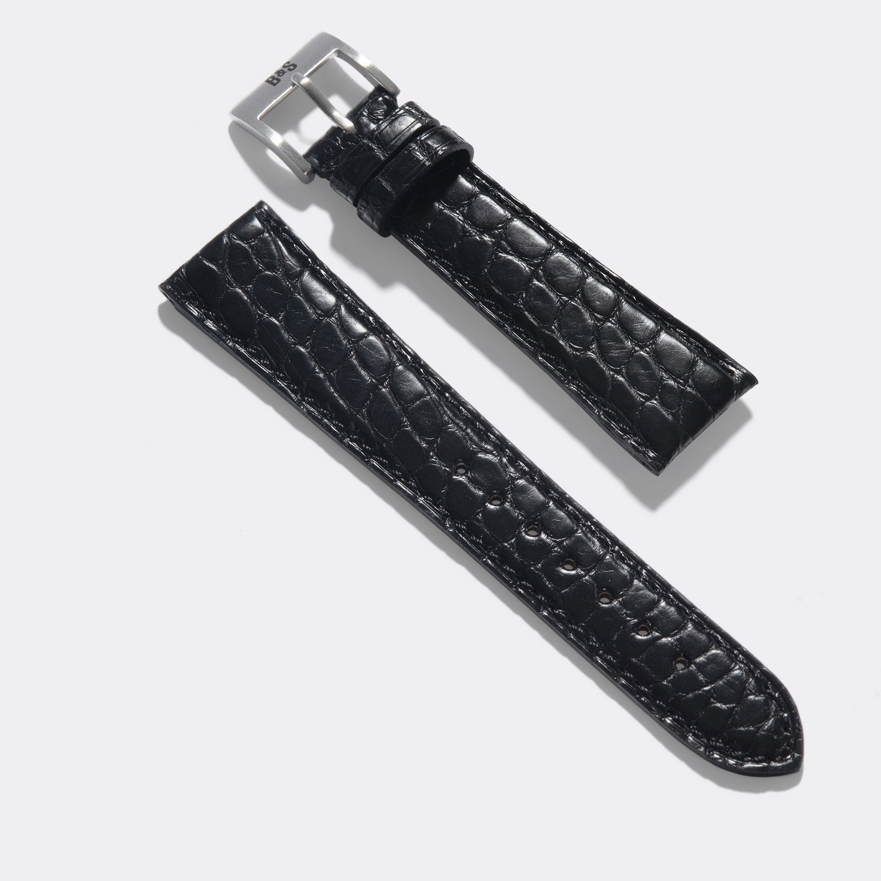 Black Alligator Leather Watch Strap