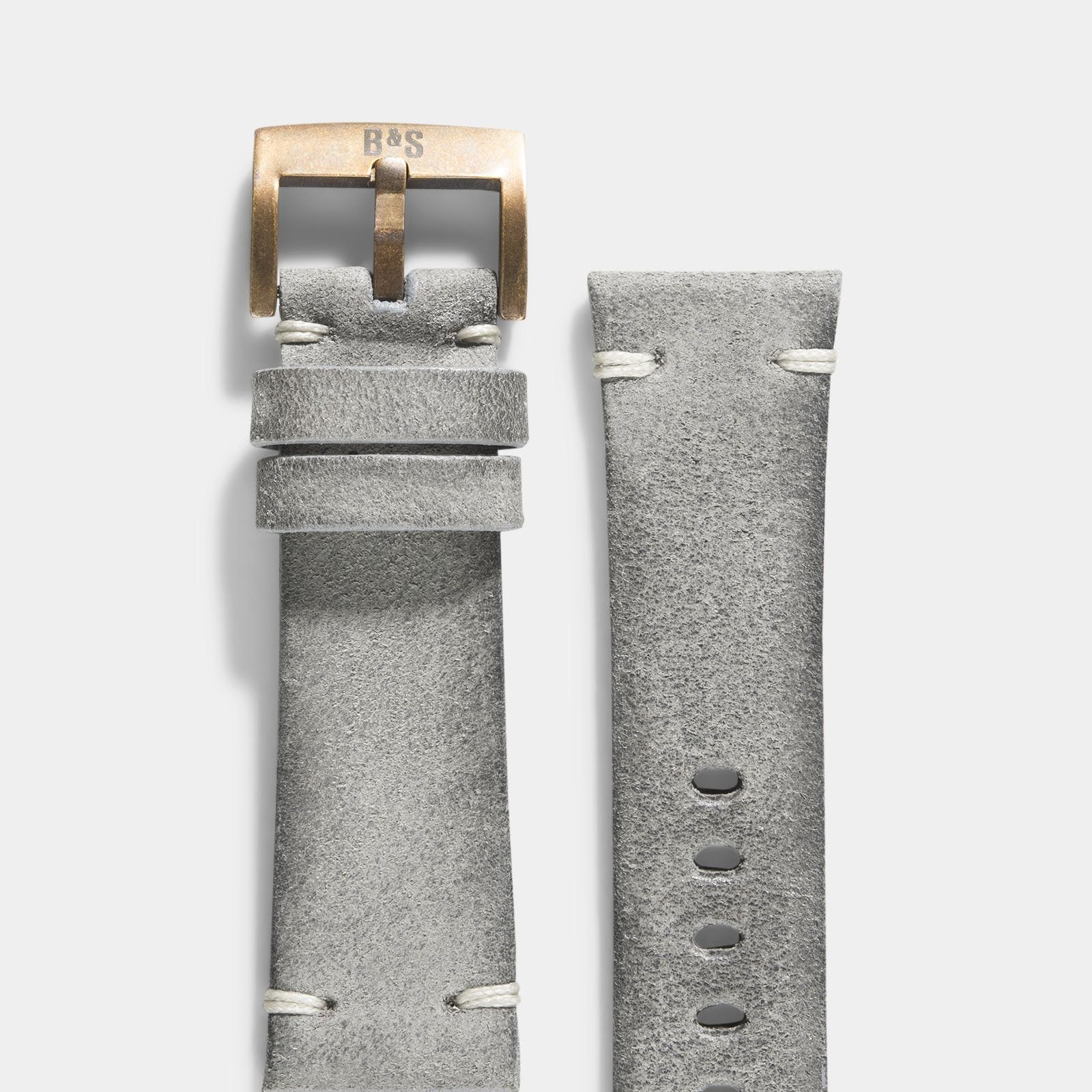 Bronze Perfect Match Rugged Grey Leather Watch Strap