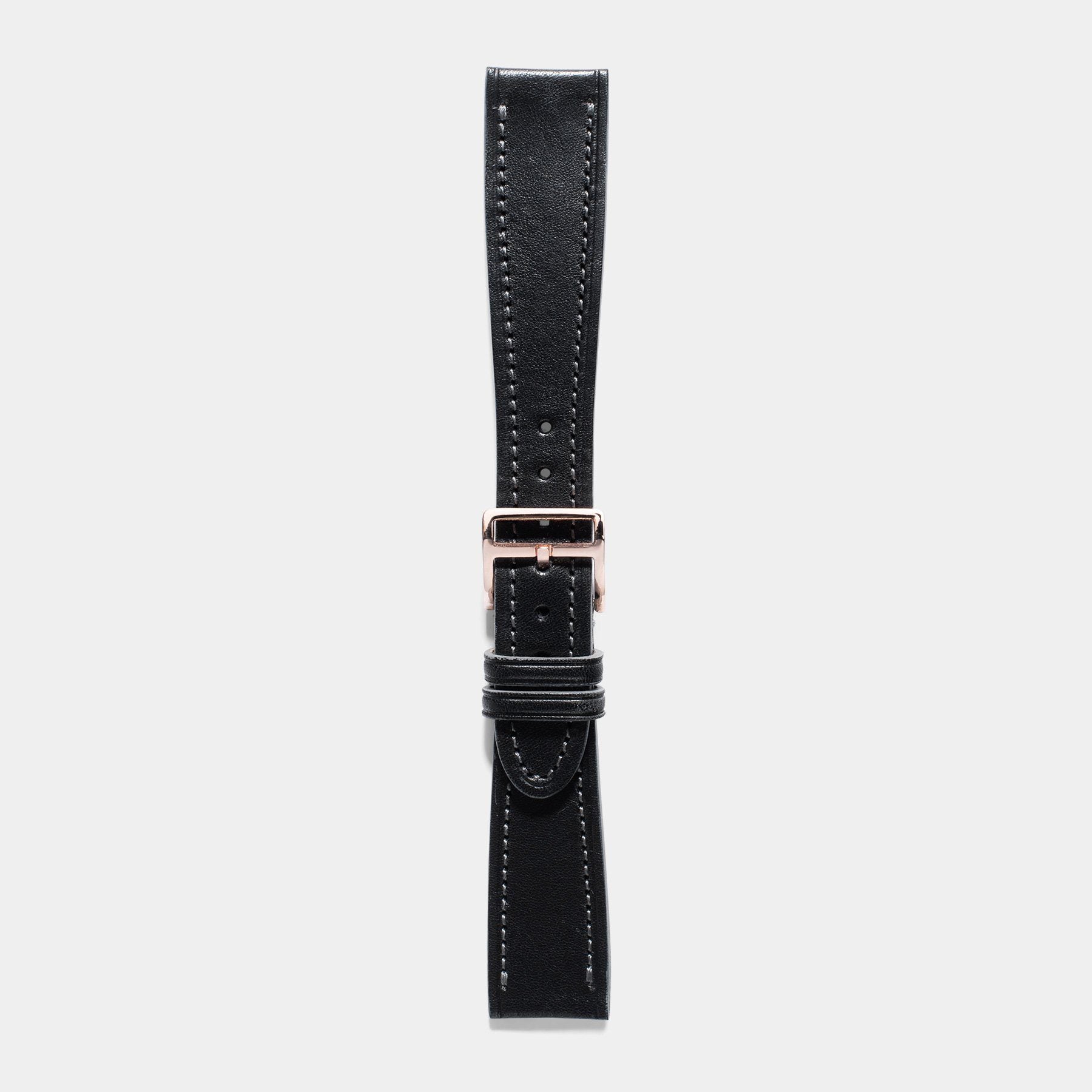 Café Noir Black Leather Watch Strap - Rose Gold buckle