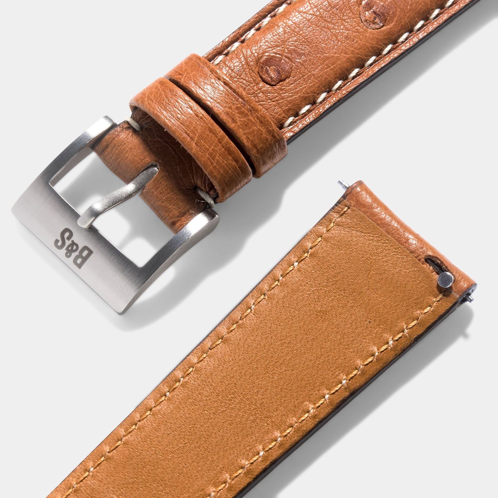 Cognac Brown Ostrich Leather Watch Strap - Change It