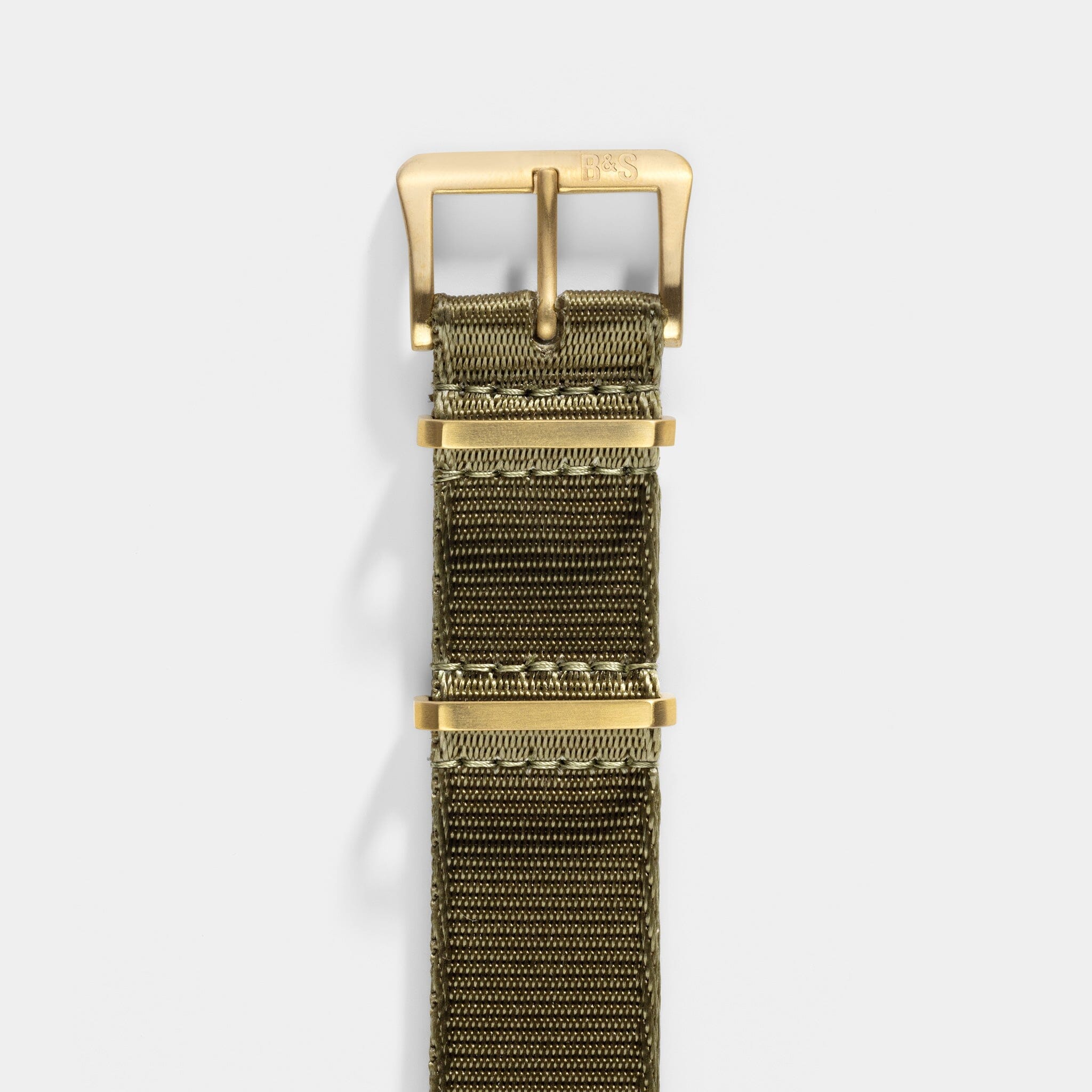 Deluxe Nylon Nato Watch Strap Olive Drab Green - Gold Brushed