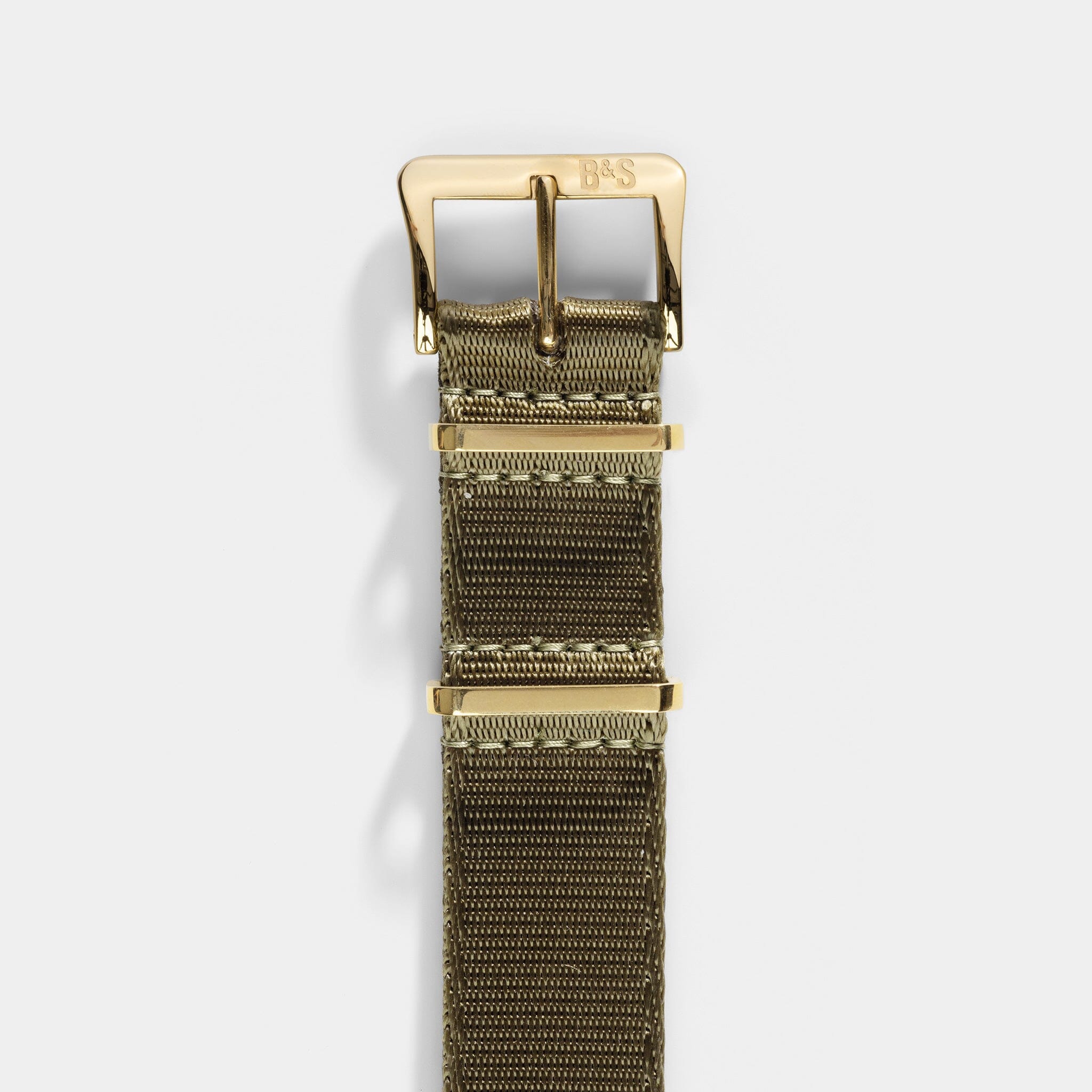 Deluxe Nylon Nato Watch Strap Olive Drab Green - Gold