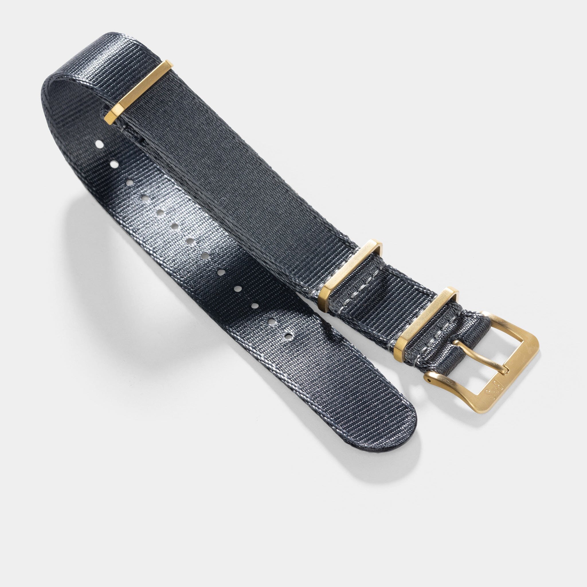 Deluxe Nylon Nato Watch Strap Pure Grey - Gold Brushed