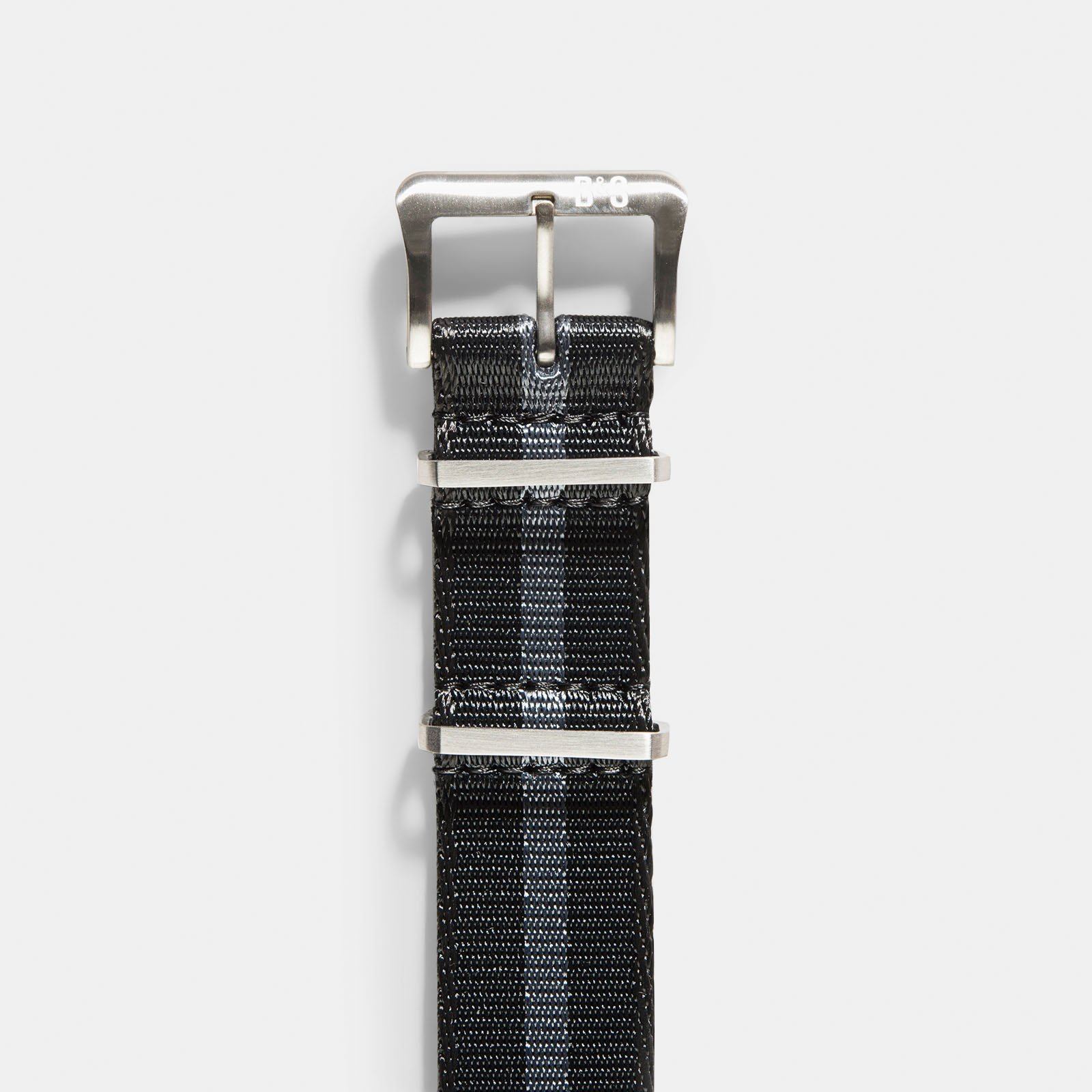 Deluxe Nylon Nato Watch Strap Black One Stripe Grey