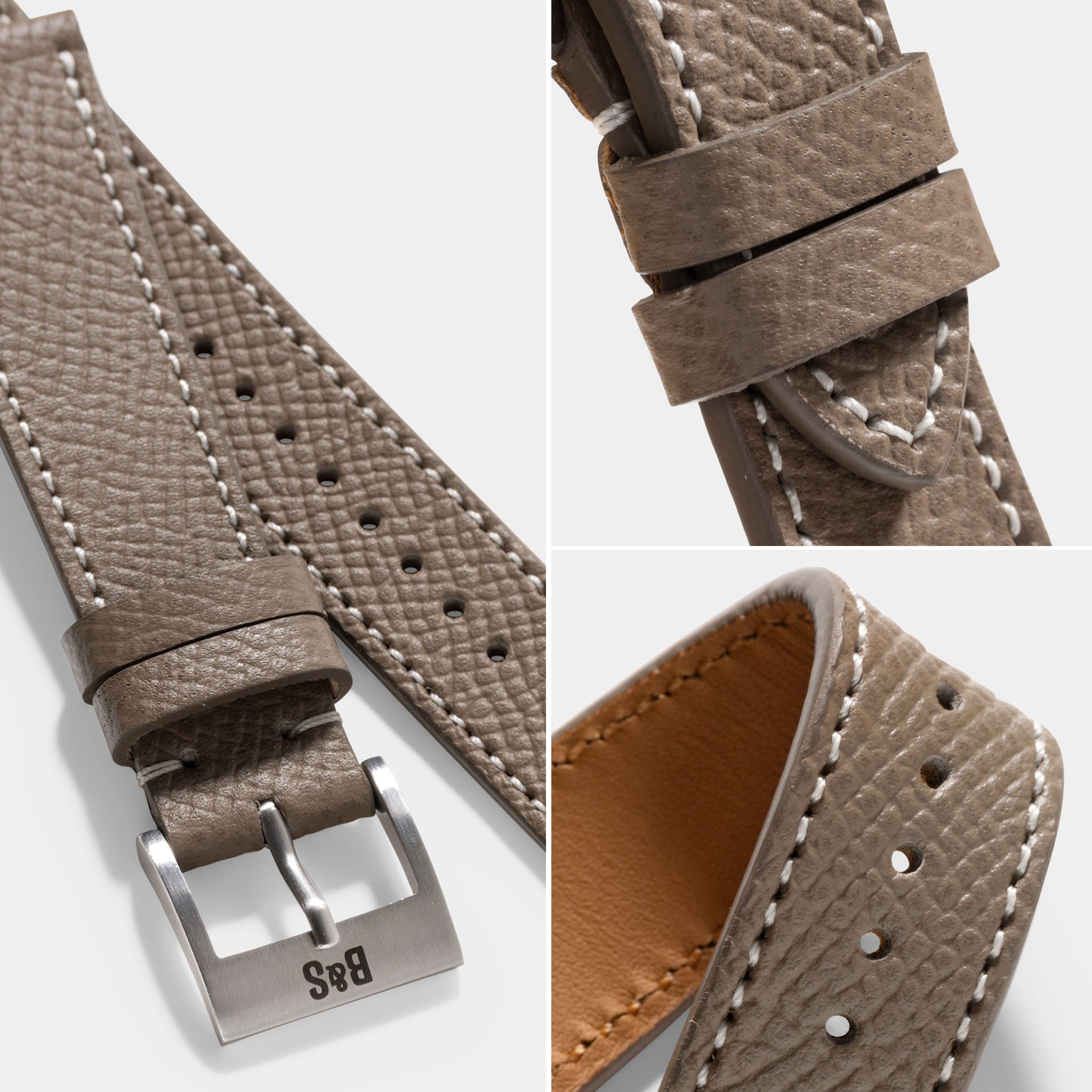 Epsom Taupe Grey Leather Watch Strap
