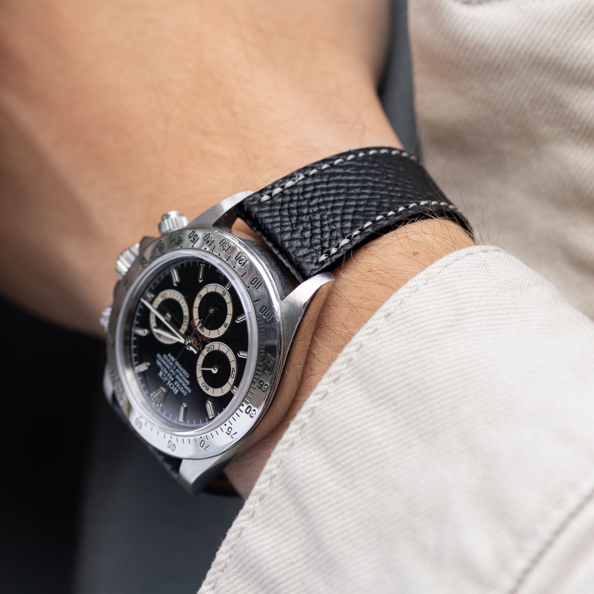 Epsom Black Leather Watch Strap