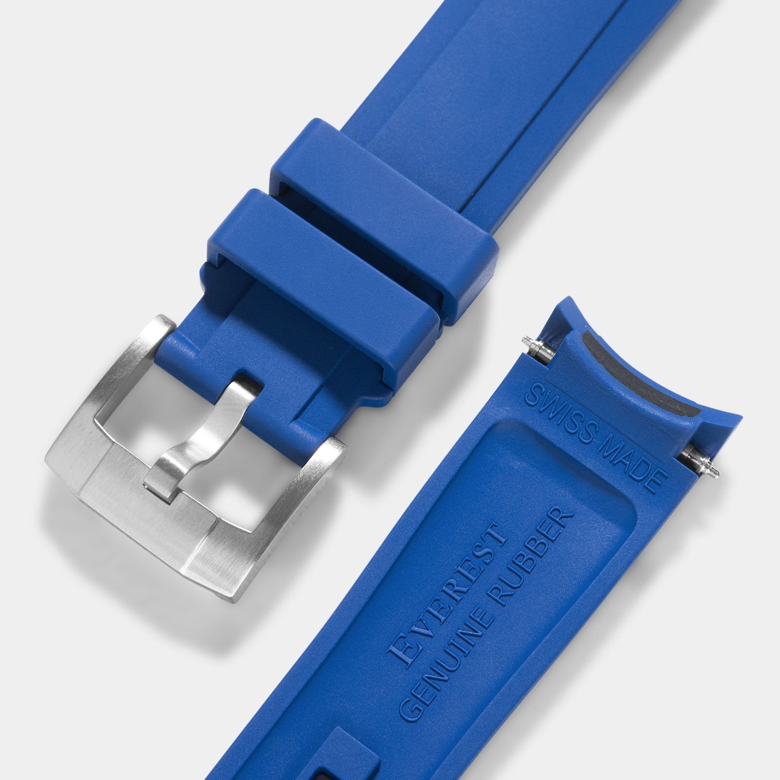 Everest Curved End Blue Rubber Strap With Tang Buckle - ONLY For Modern  Rolex