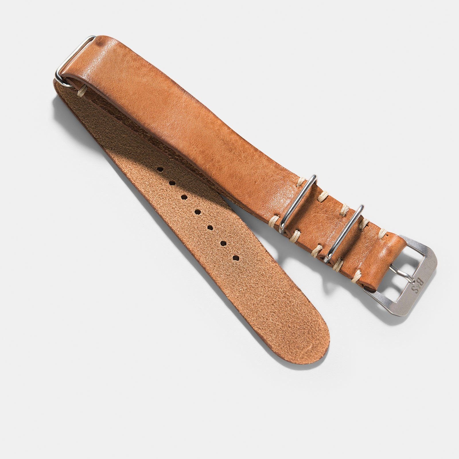 Caramel Brown Nato Leather Watch Strap