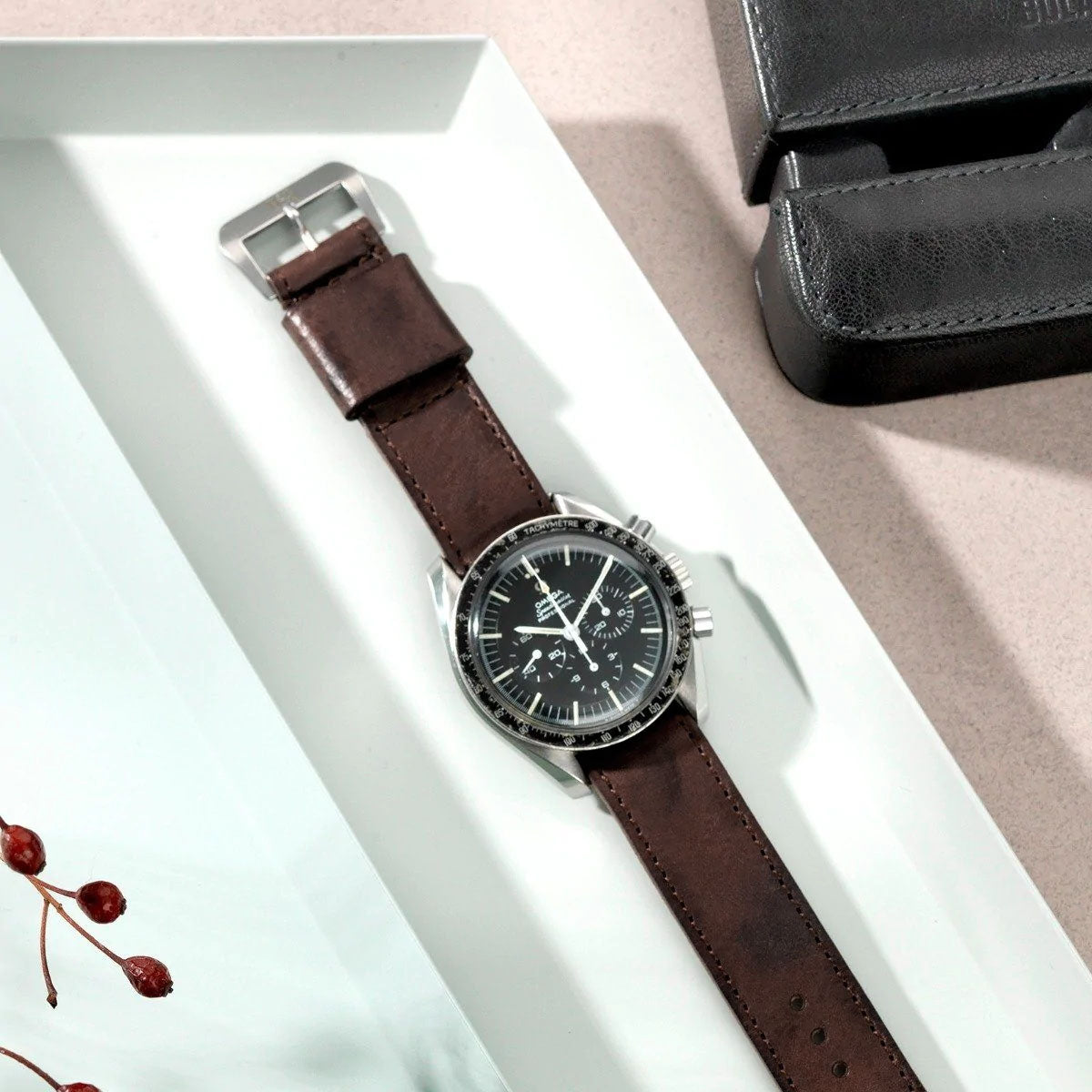 One Piece Nato Brown Lumberjack Leather Watch Strap
