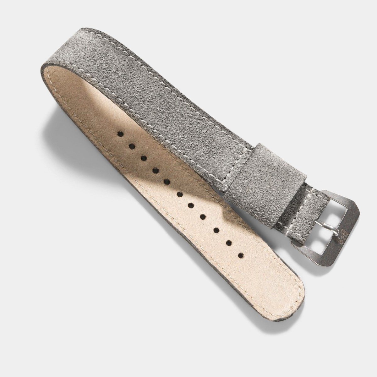 One Piece Nato Rugged Grey Leather Watch Strap