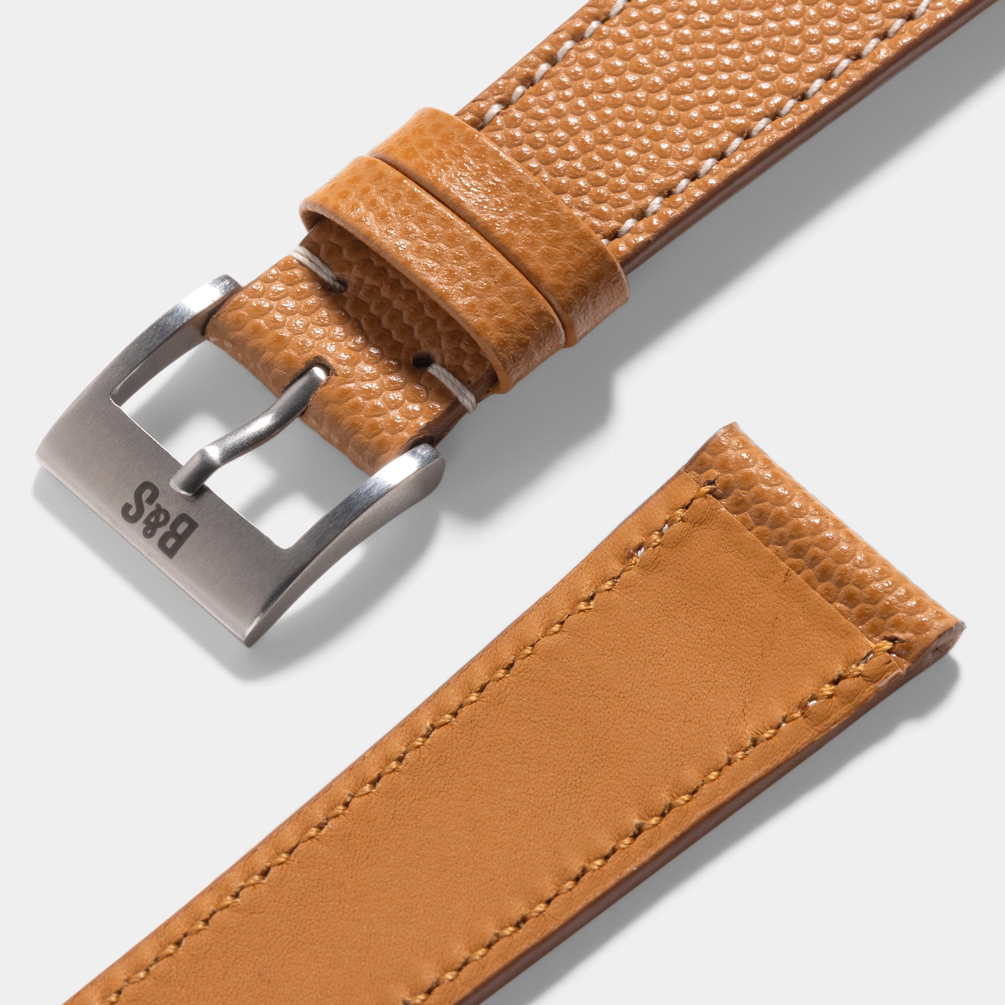 Pebbled Cognac Brown Leather Watch Strap