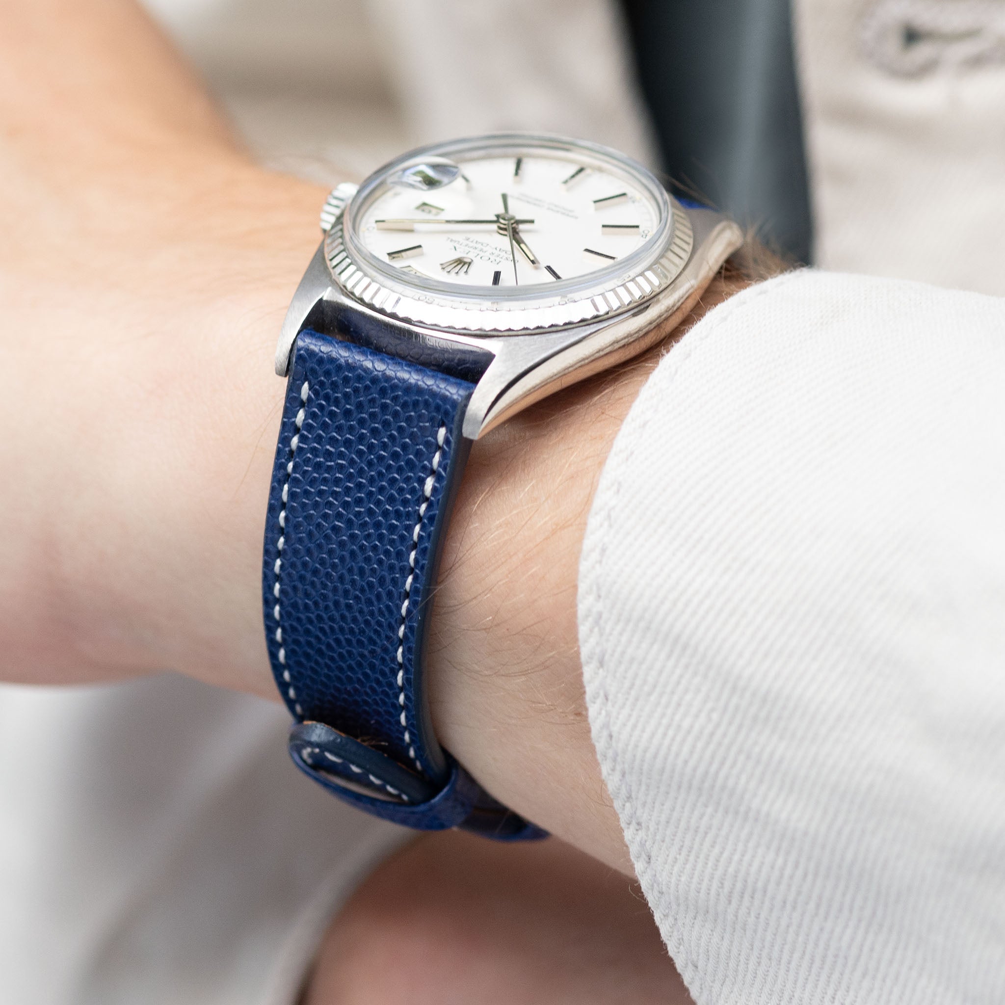 Navy blue leather online strap