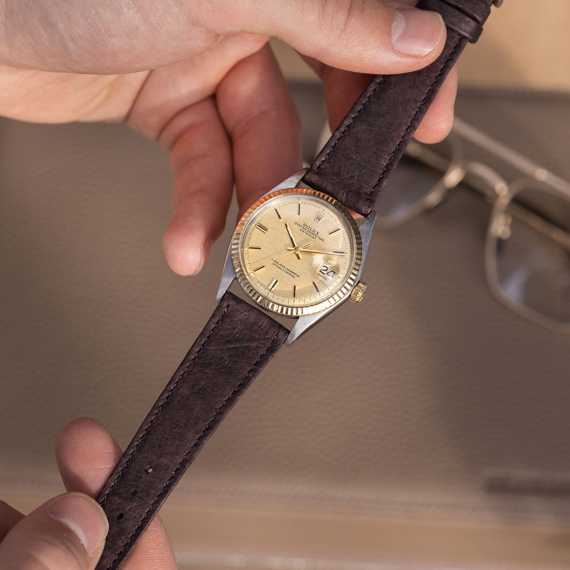 Slim Peccary Dark Brown Leather Watch Strap - Change It