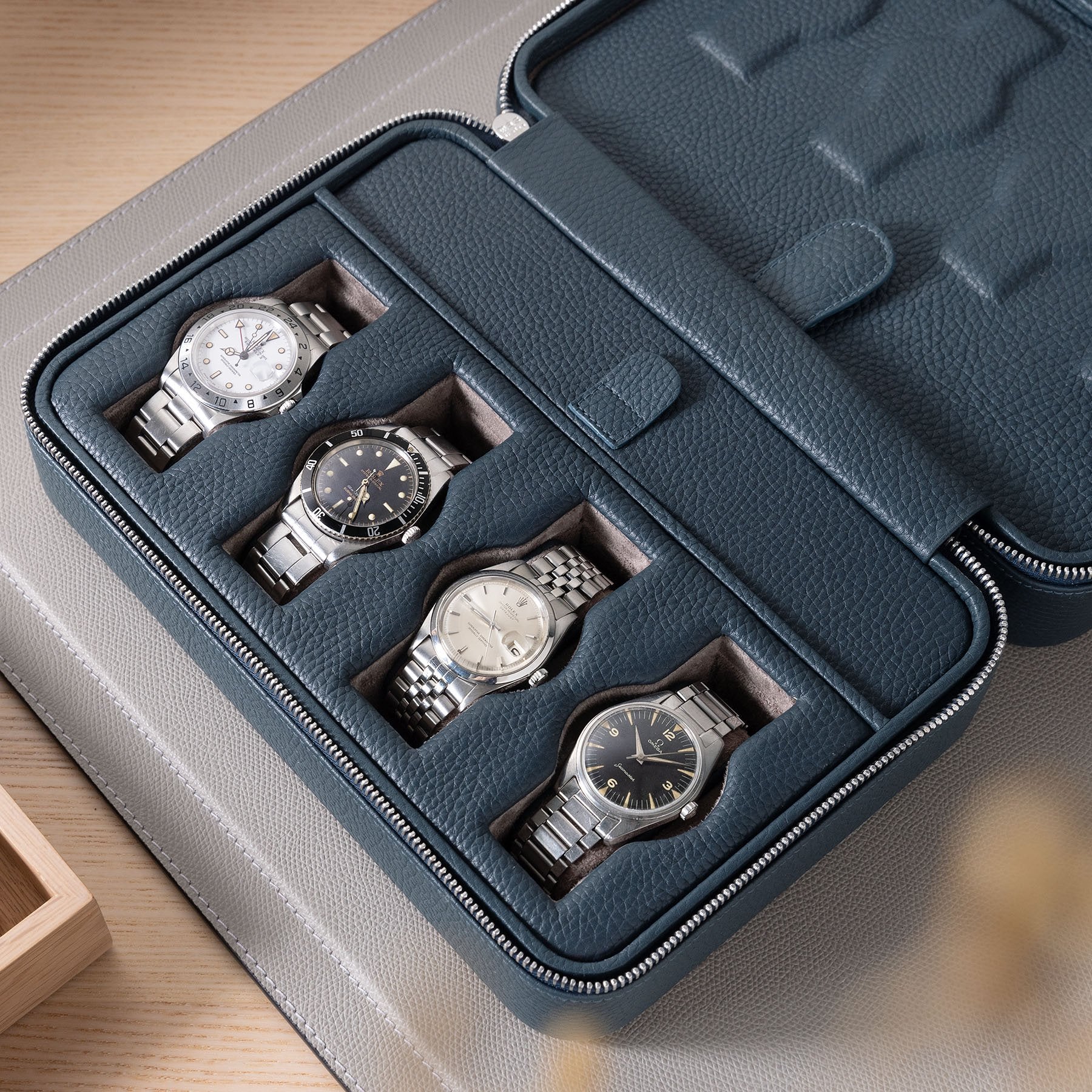 Prussian Blue Luxury Leather Watch Box