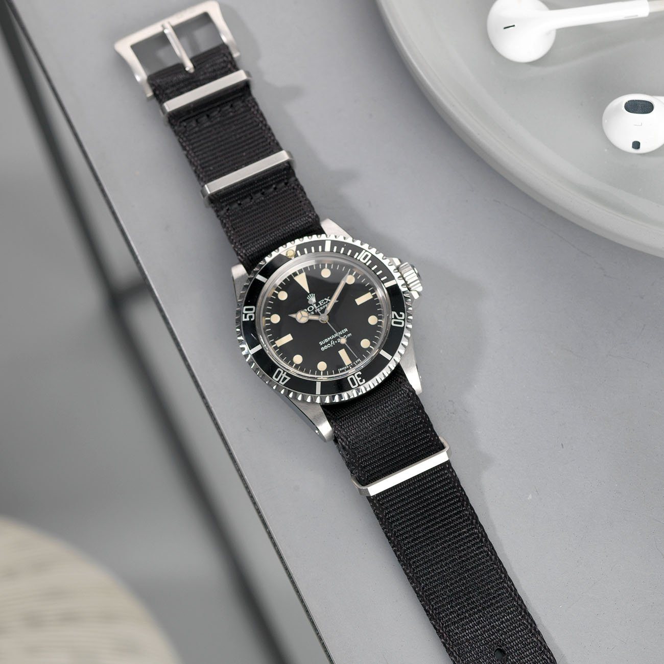 Rolex 5513 Submariner Deluxe Nylon Nato Watch Strap Pure Black