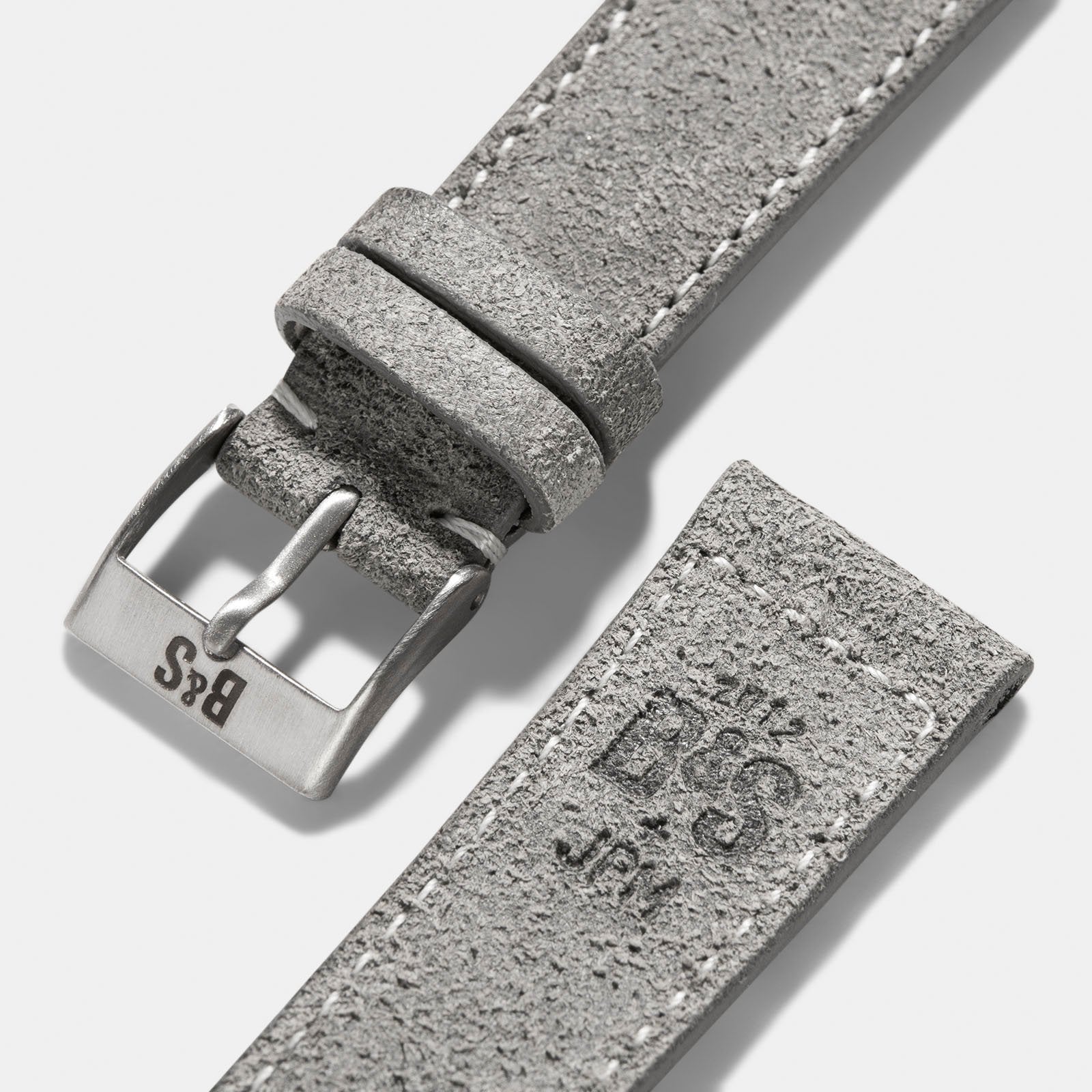 Rugged Grey Boxed Stitch Leather Watch Strap
