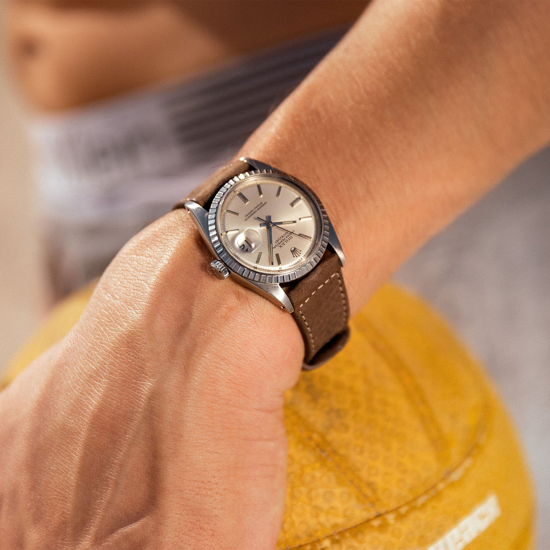 SLIDR GREY LEATHER WATCH STRAP