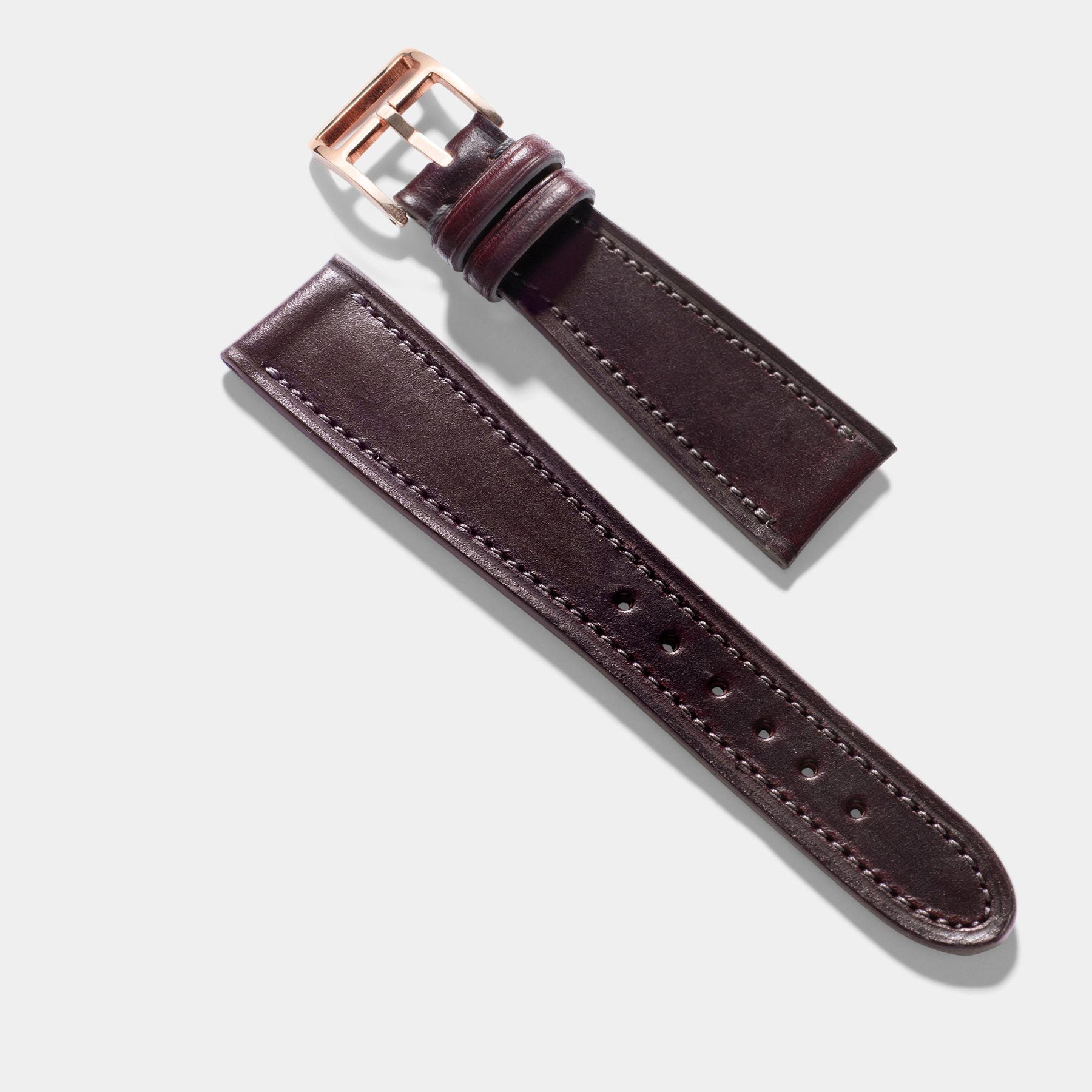 St. Émilion Bordeaux Leather Watch Strap - Rose Gold buckle