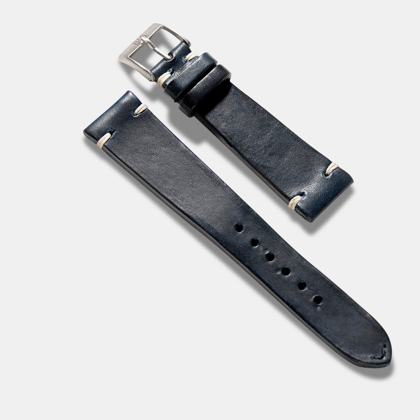 Blue Ink Leather Watch Strap